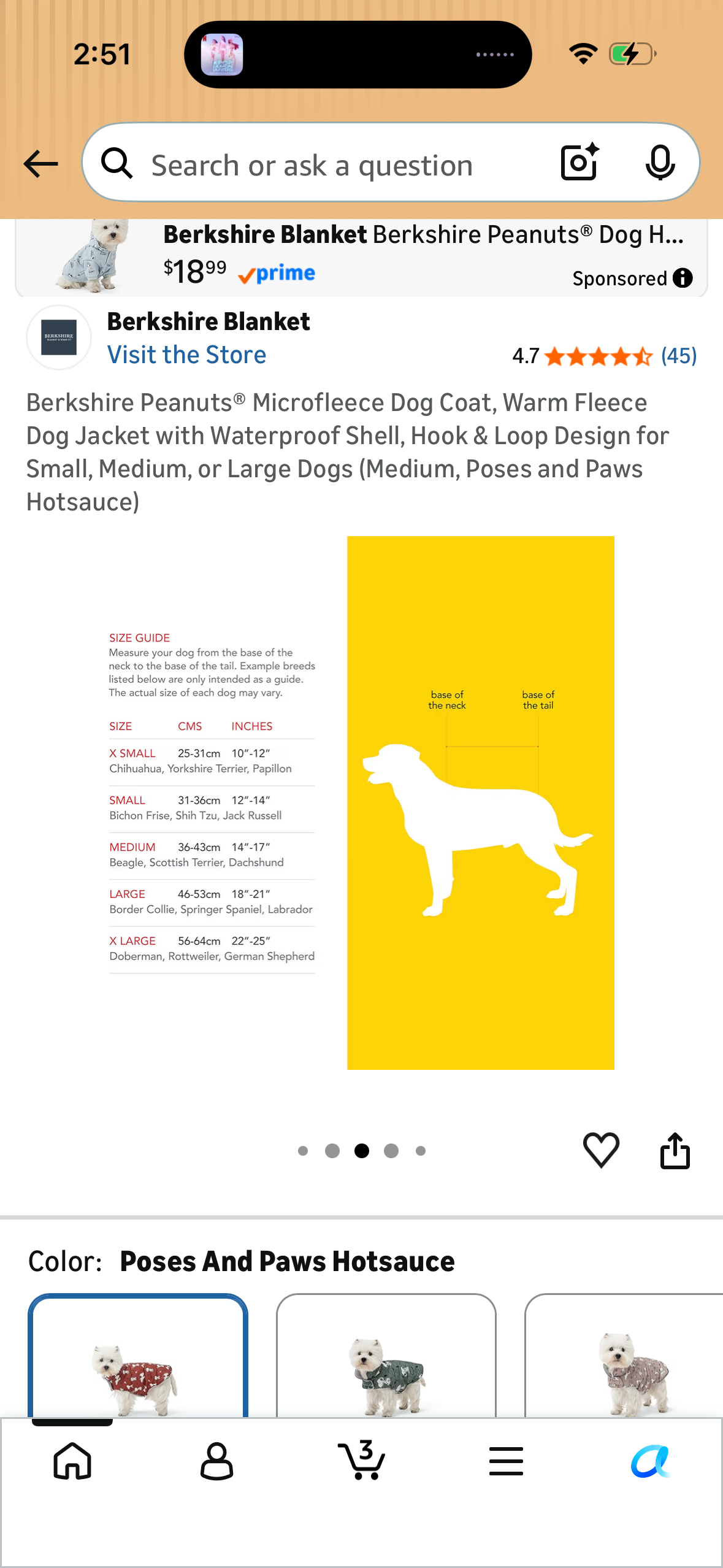 Berkshire Peanuts® Microfleece Dog Coat, Warm Fleece Dog Jacket with Waterproof Shell, Hook & Loop Design for Small, Medium, or Large Dogs (Size Medium)