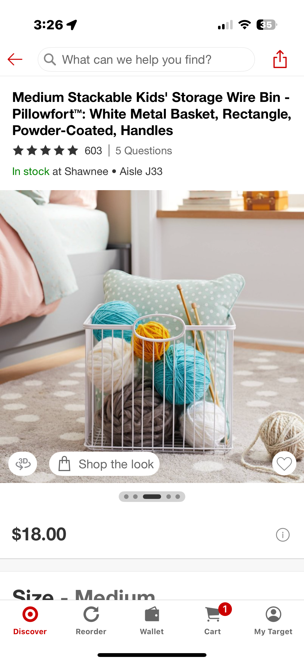 Medium Stackable Kids' Storage Wire Bin - Pillowfort™: White Metal Basket, Rectangle, Powder-Coated, Handles