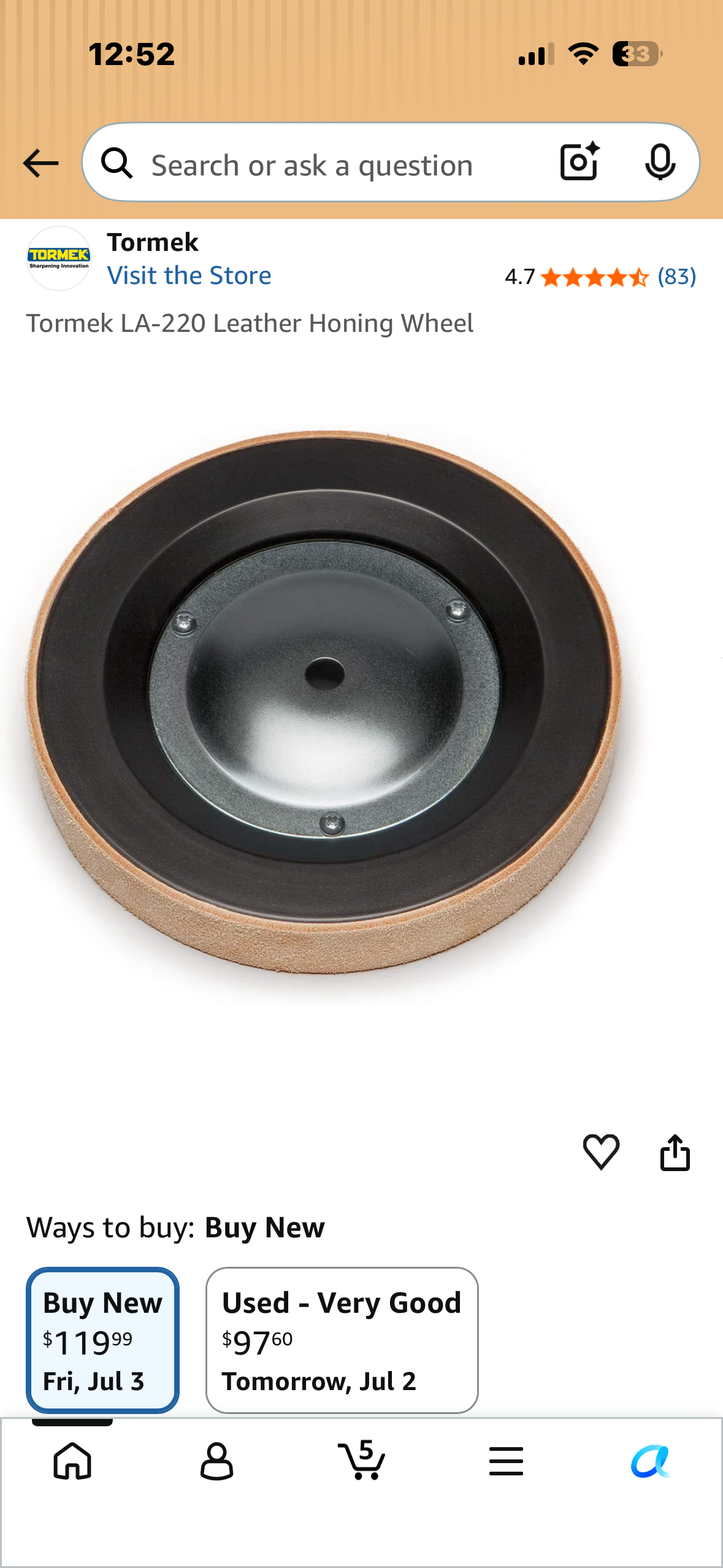 Tormek LA-220 Leather Honing Wheel