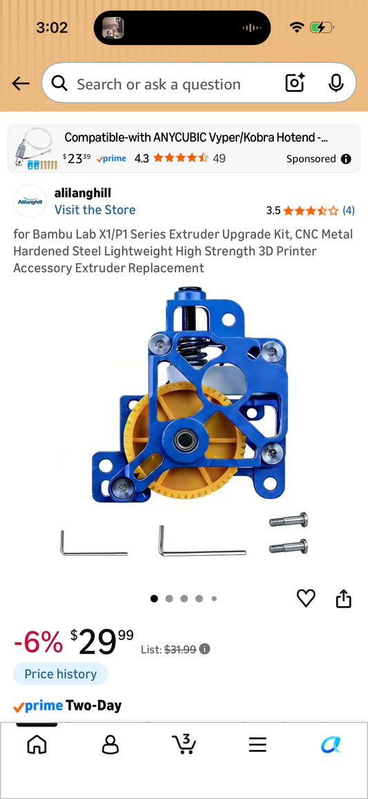 Bambu Lab X1/P1 Series Extruder Upgrade Kit, CNC Metal Hardened Steel Lightweight High Strength 3D Printer Accessory Extruder Replacement