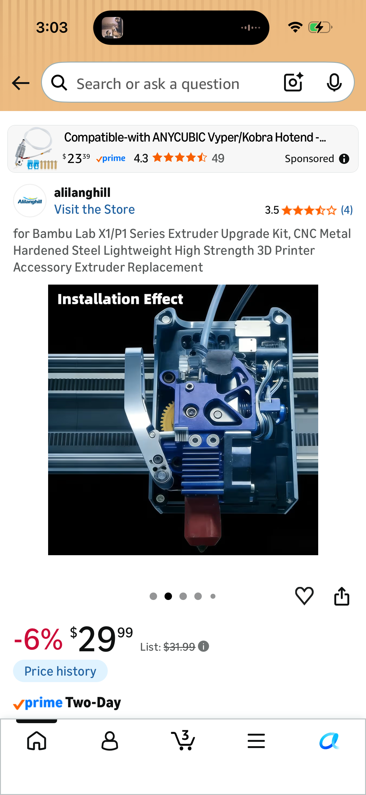 Bambu Lab X1/P1 Series Extruder Upgrade Kit, CNC Metal Hardened Steel Lightweight High Strength 3D Printer Accessory Extruder Replacement