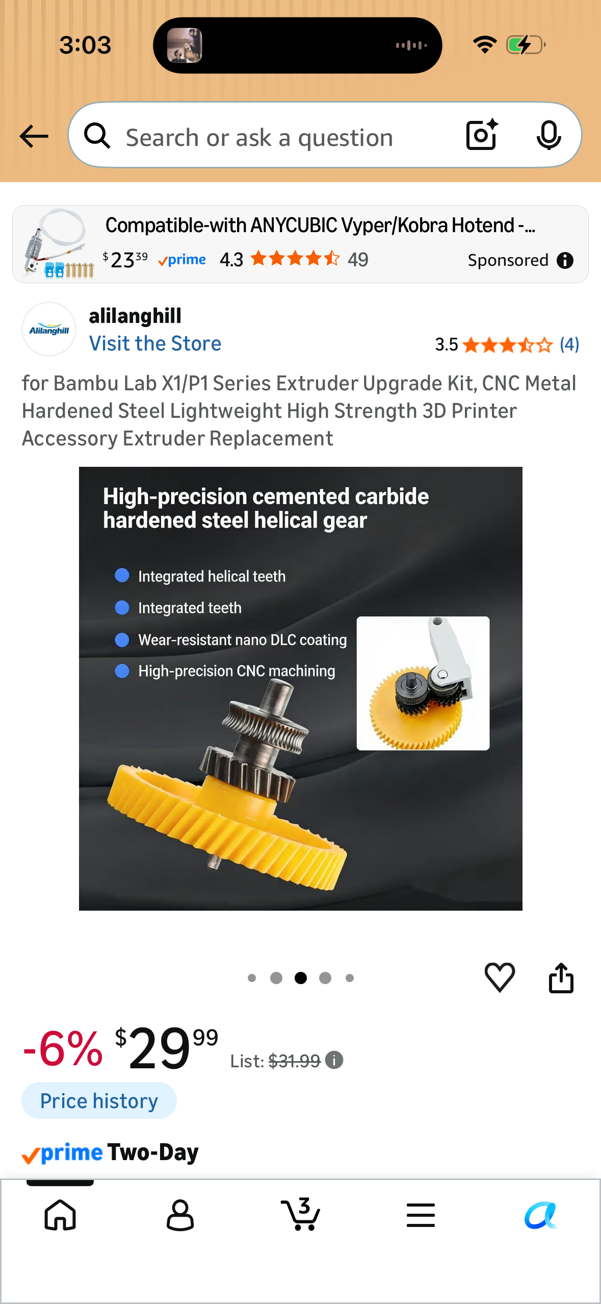 Bambu Lab X1/P1 Series Extruder Upgrade Kit, CNC Metal Hardened Steel Lightweight High Strength 3D Printer Accessory Extruder Replacement