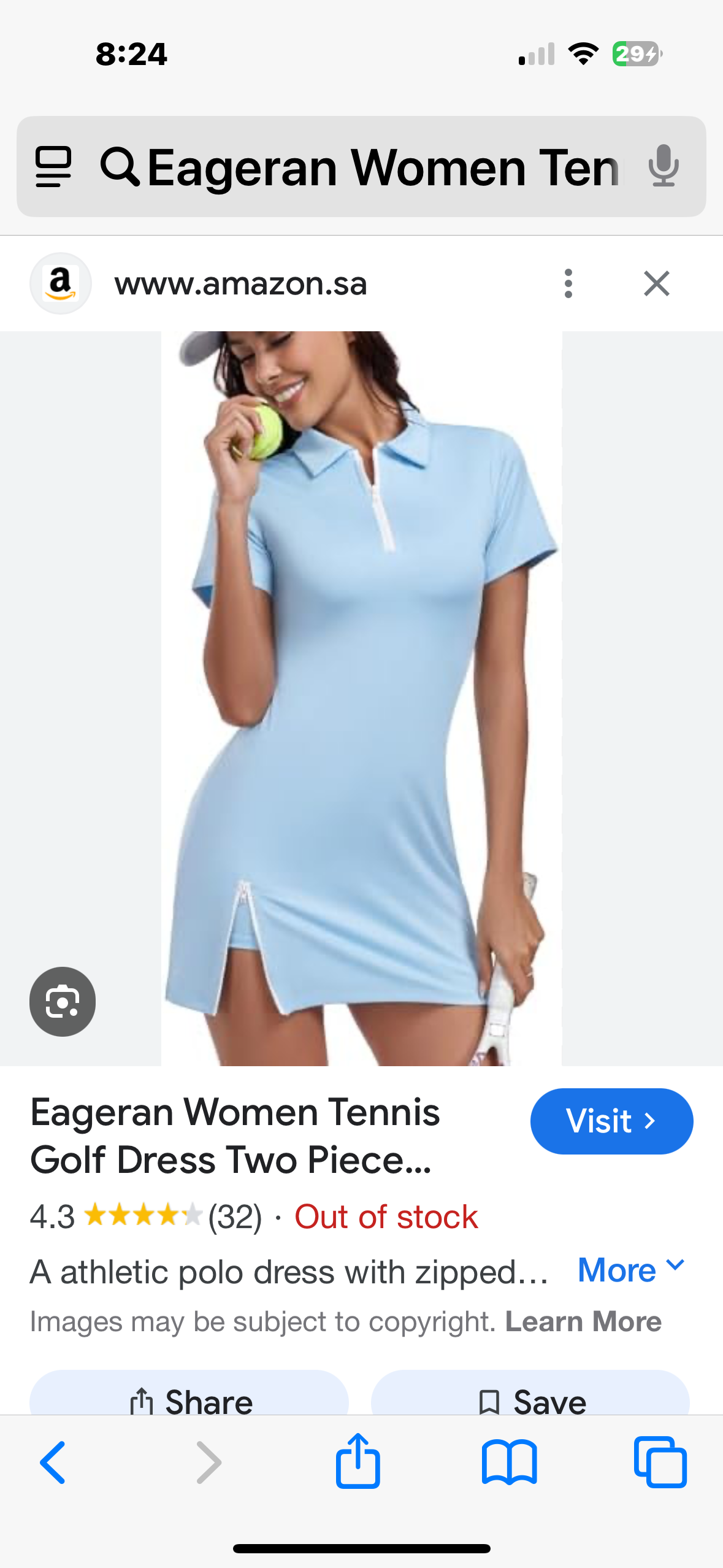 Eageran Women Tennis Golf Dress Two Piece Active Athletic Sports Wear Polo Summer Dresses for Womens with Pocket and Shorts Size XL Green