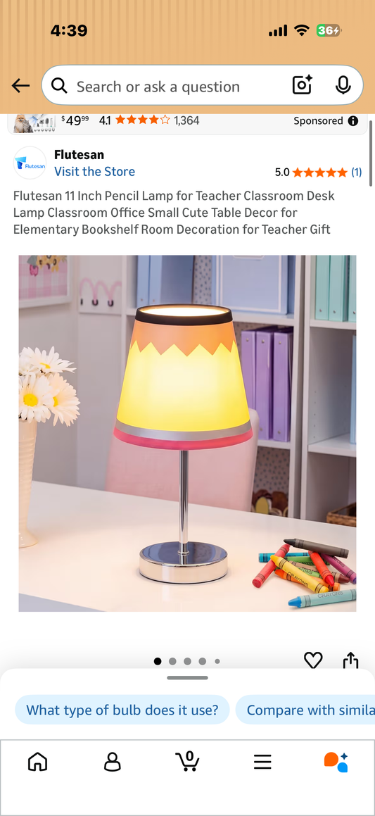 Flutesan 11 Inch Pencil Lamp for Teacher Classroom Desk Lamp Classroom Office Small Cute Table Decor for Elementary Bookshelf Room Decoration for Teacher Gift