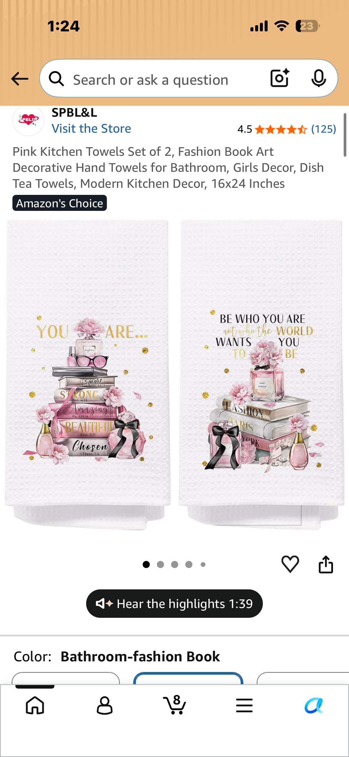Pink Kitchen Towels Set of 2, Fashion Book Art Decorative Hand Towels for Bathroom, Girls Decor, Dish Tea Towels, Modern Kitchen Decor, 16x24 Inches
