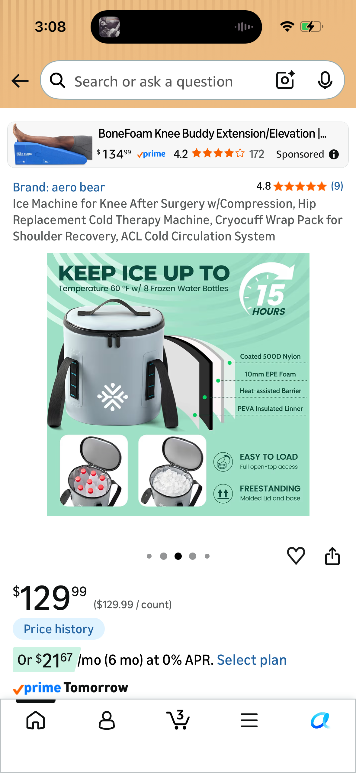 Ice Machine for Knee After Surgery w/Compression, Hip Replacement Cold Therapy Machine, Cryocuff Wrap Pack for Shoulder Recovery, ACL Cold Circulation System