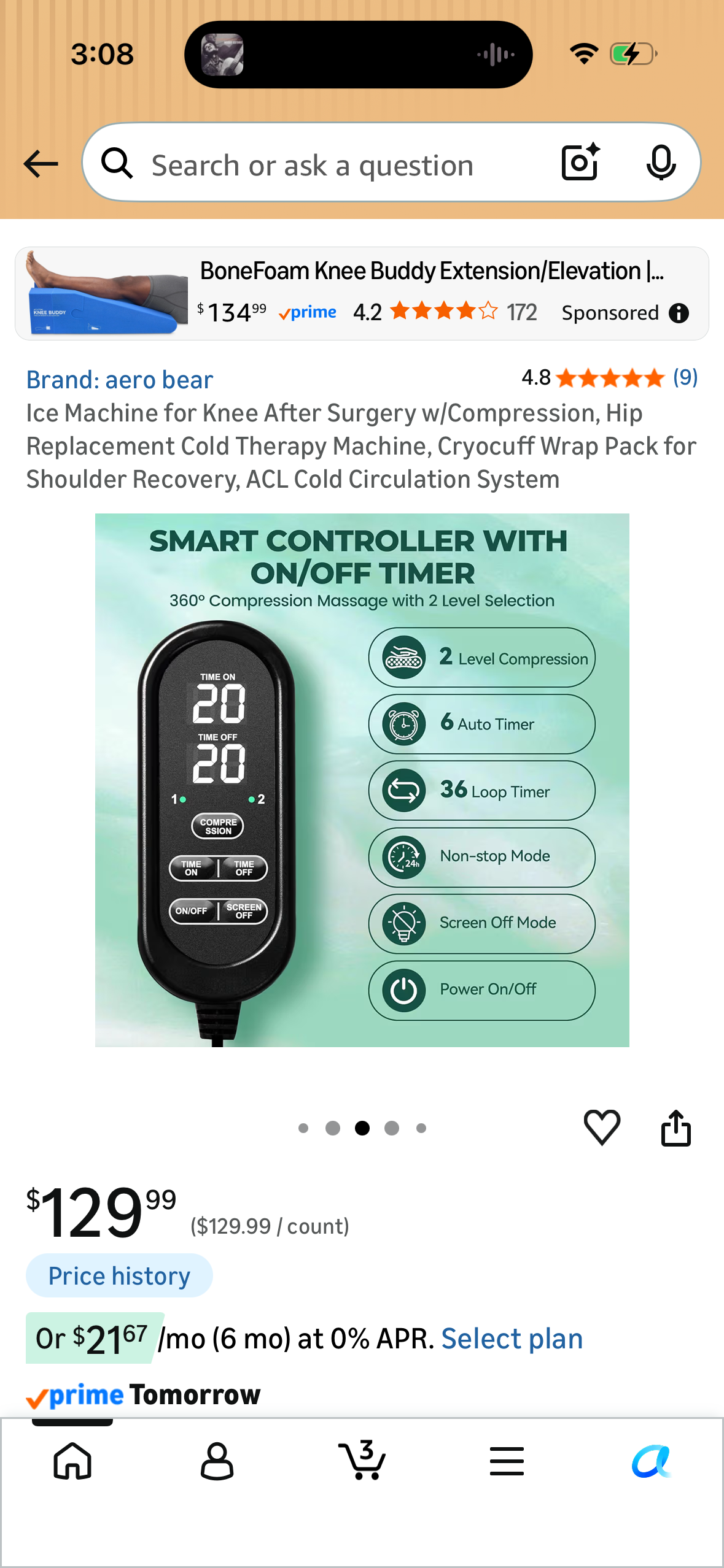 Ice Machine for Knee After Surgery w/Compression, Hip Replacement Cold Therapy Machine, Cryocuff Wrap Pack for Shoulder Recovery, ACL Cold Circulation System