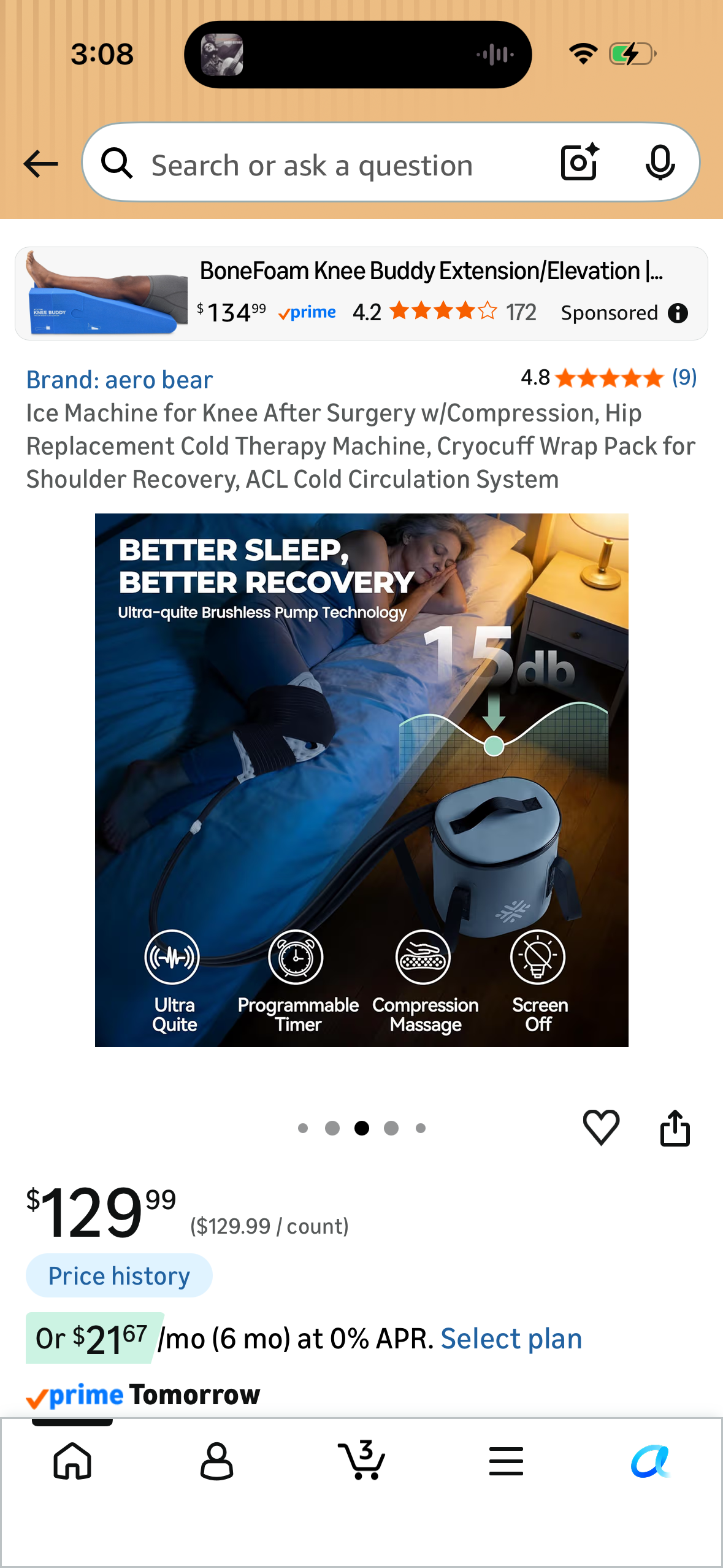 Ice Machine for Knee After Surgery w/Compression, Hip Replacement Cold Therapy Machine, Cryocuff Wrap Pack for Shoulder Recovery, ACL Cold Circulation System