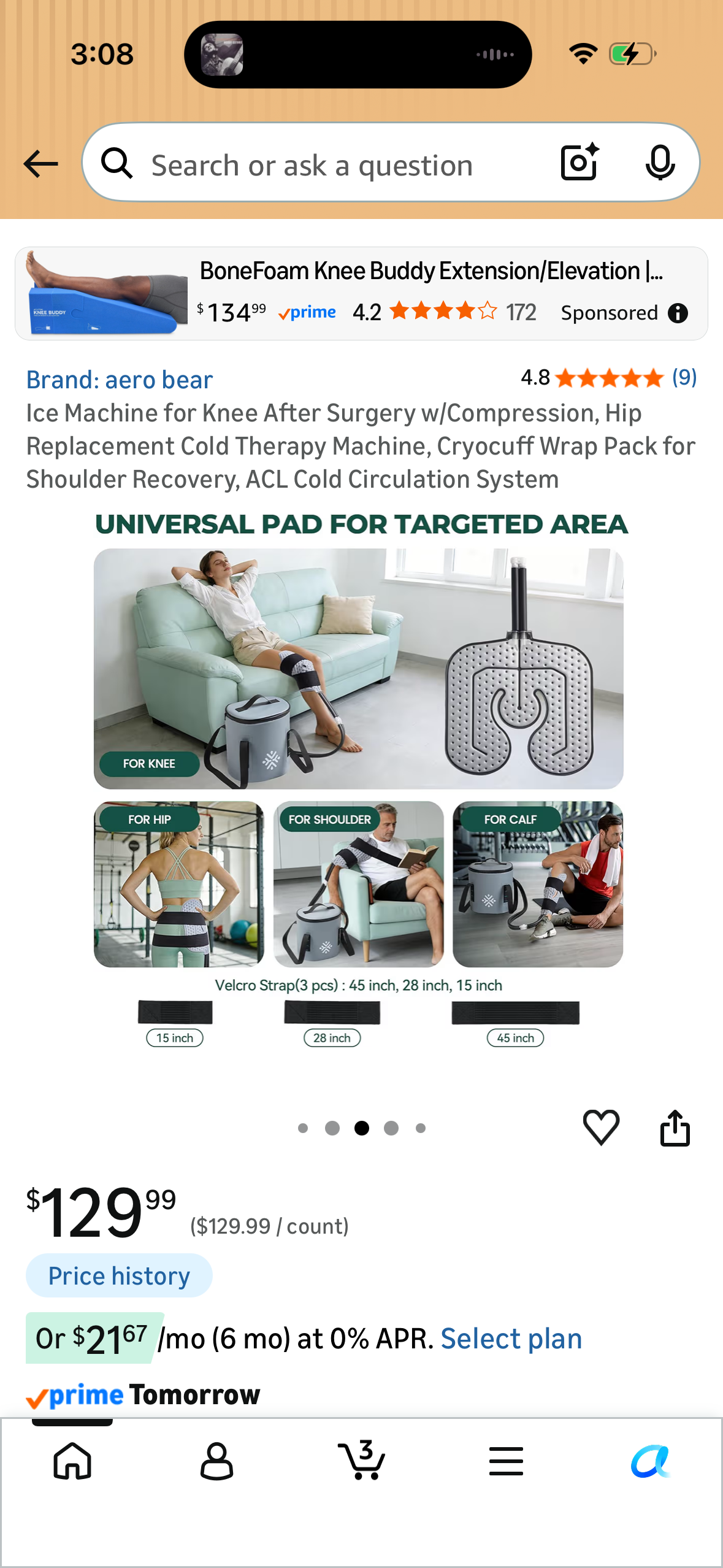 Ice Machine for Knee After Surgery w/Compression, Hip Replacement Cold Therapy Machine, Cryocuff Wrap Pack for Shoulder Recovery, ACL Cold Circulation System
