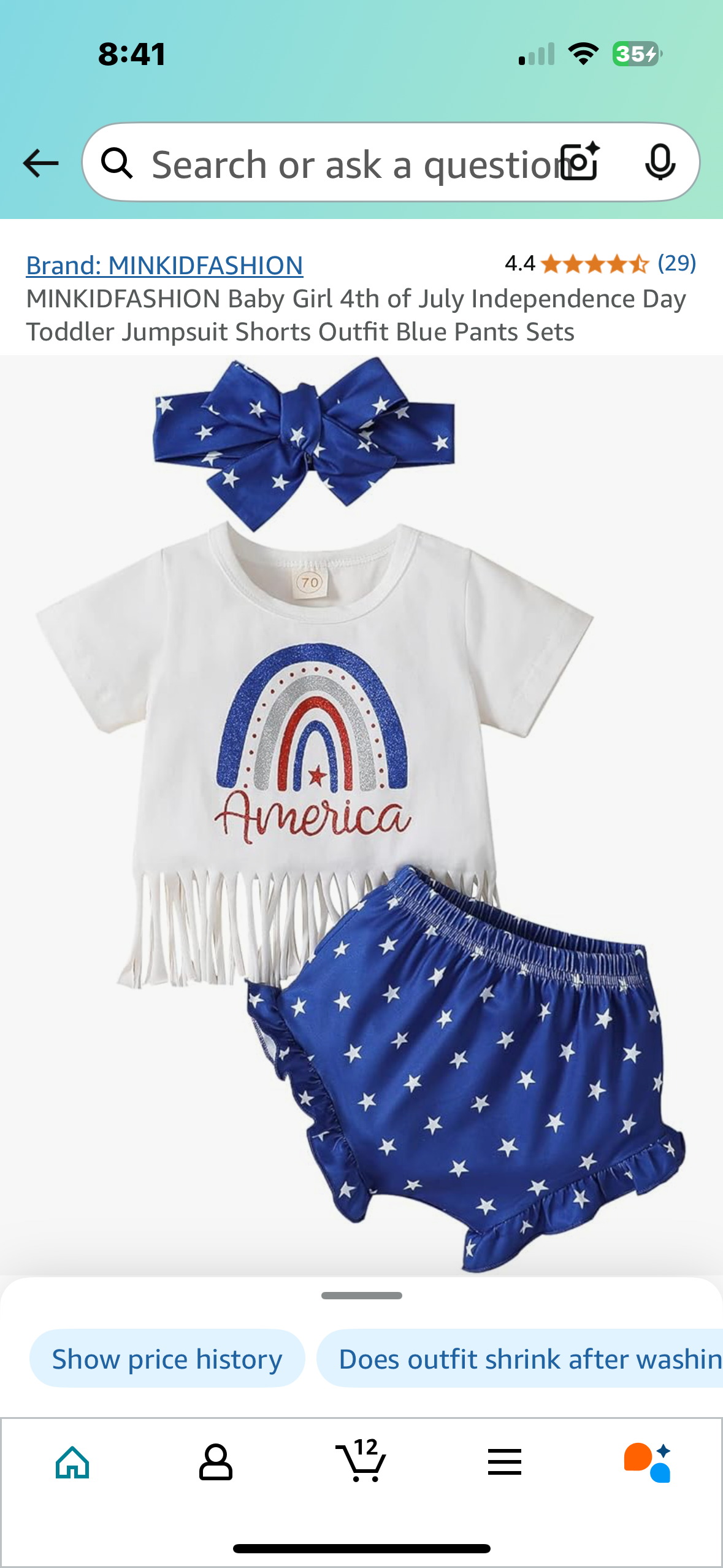 MINKIDFASHION Baby Girl 4th of July Independence Day Toddler Jumpsuit Shorts Outfit Blue Pants Sets