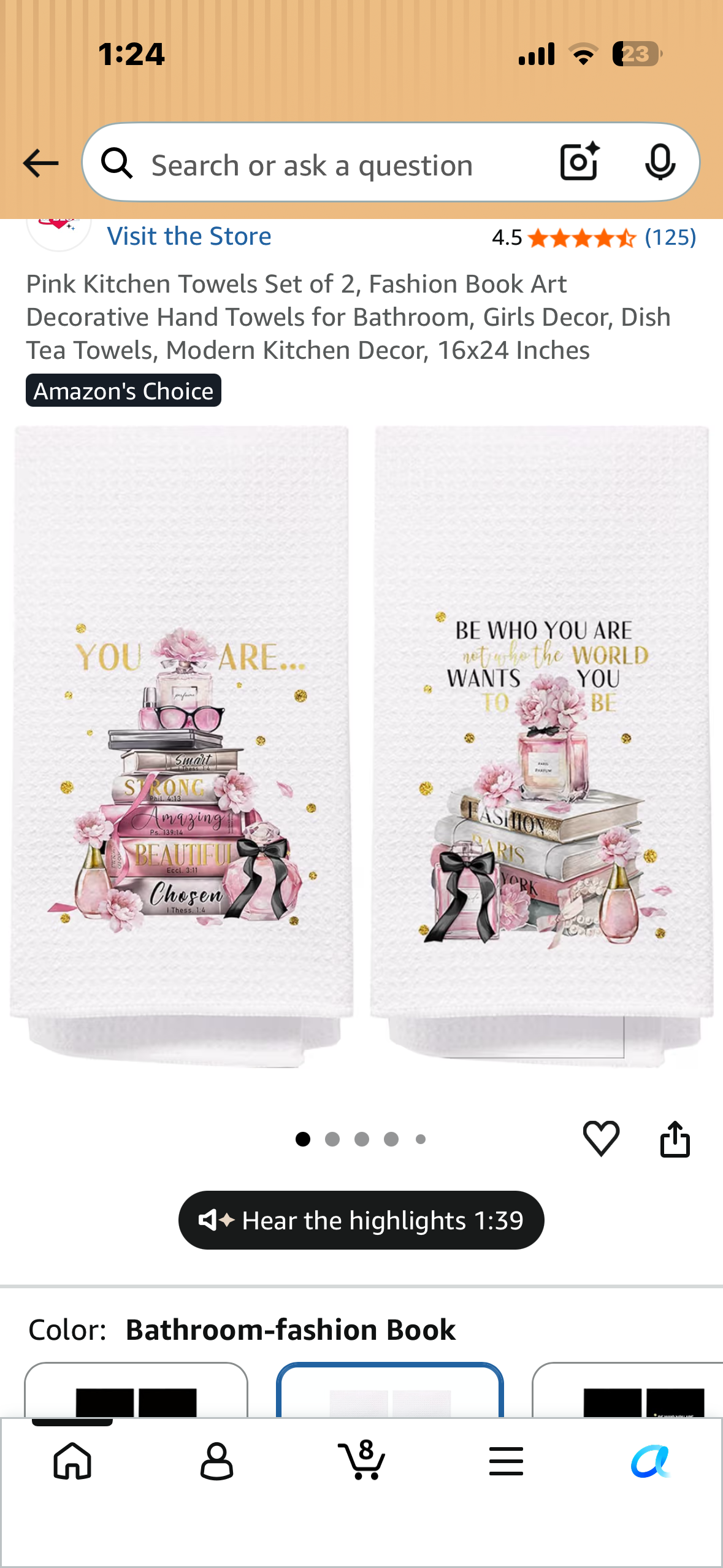 Pink Kitchen Towels Set of 2, Fashion Book Art Decorative Hand Towels for Bathroom, Girls Decor, Dish Tea Towels, Modern Kitchen Decor, 16x24 Inches