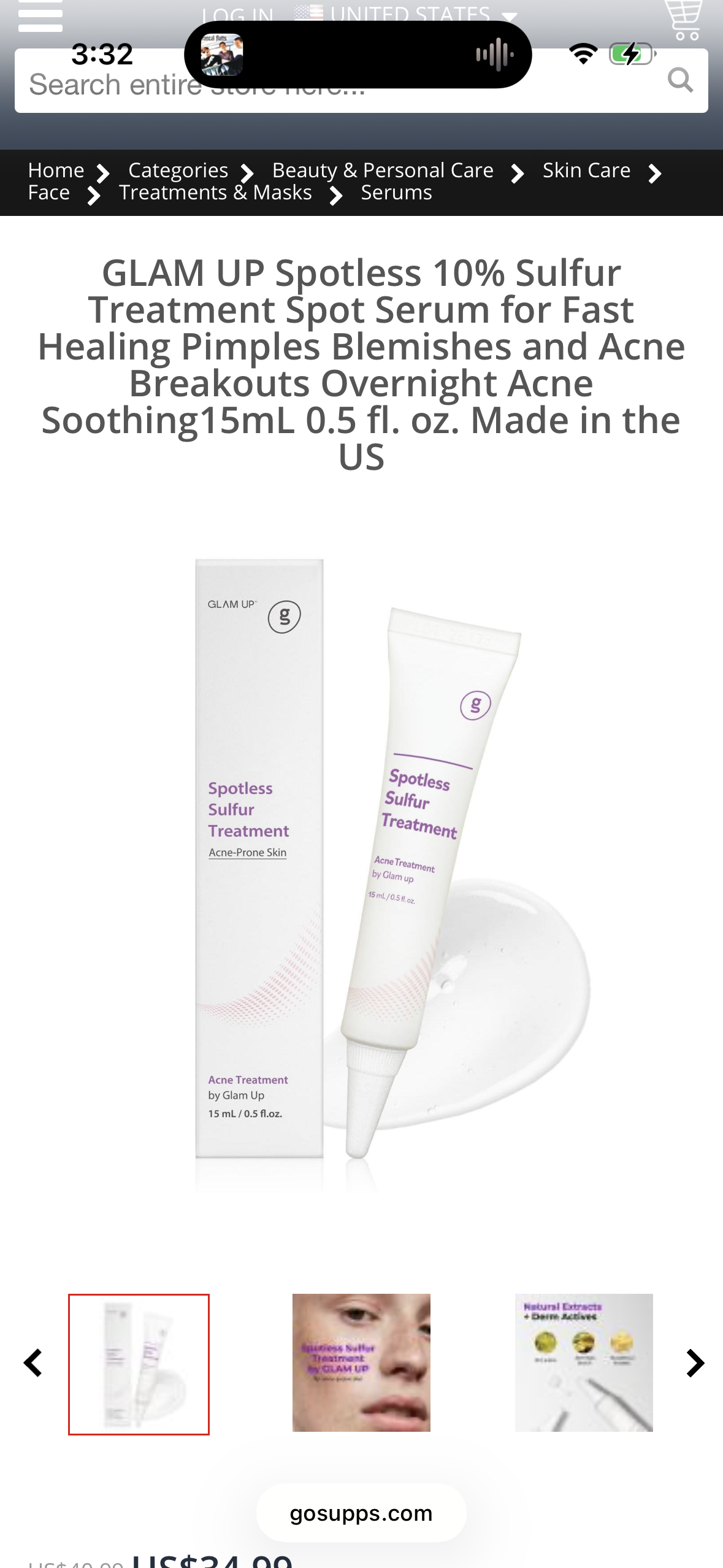 GLAM UP Spotless 10% Sulfur Treatment Spot Serum for Fast Healing Pimples, Blemishes and Acne Breakouts, Overnight Acne Soothing15mL, 0.5 fl. oz. [Made in the US]