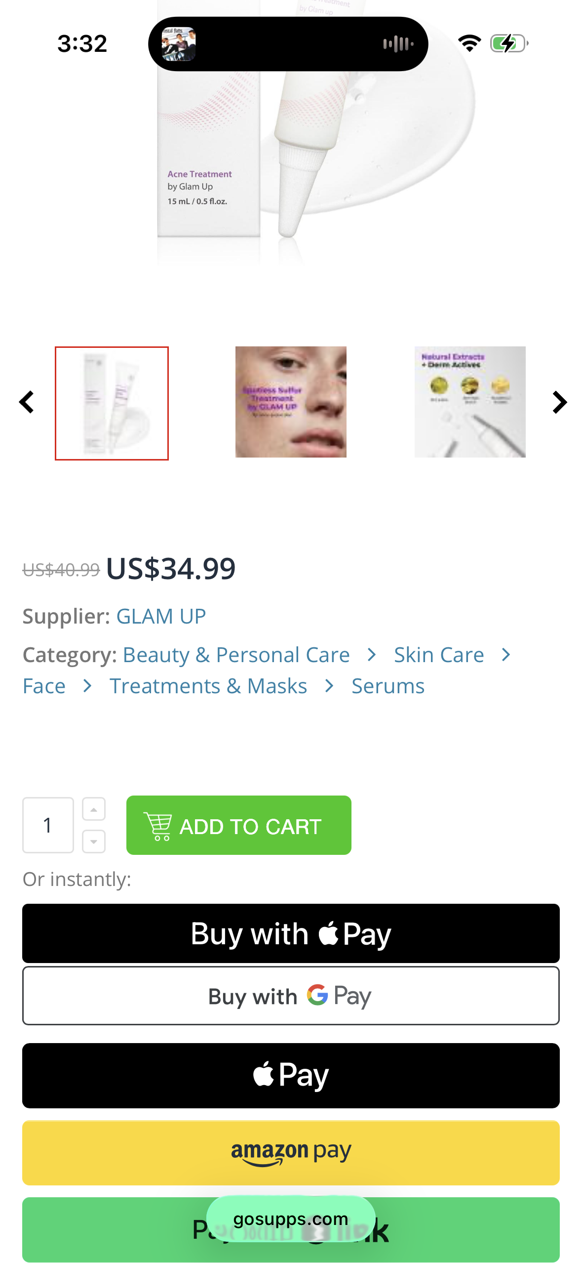 GLAM UP Spotless 10% Sulfur Treatment Spot Serum for Fast Healing Pimples, Blemishes and Acne Breakouts, Overnight Acne Soothing15mL, 0.5 fl. oz. [Made in the US]