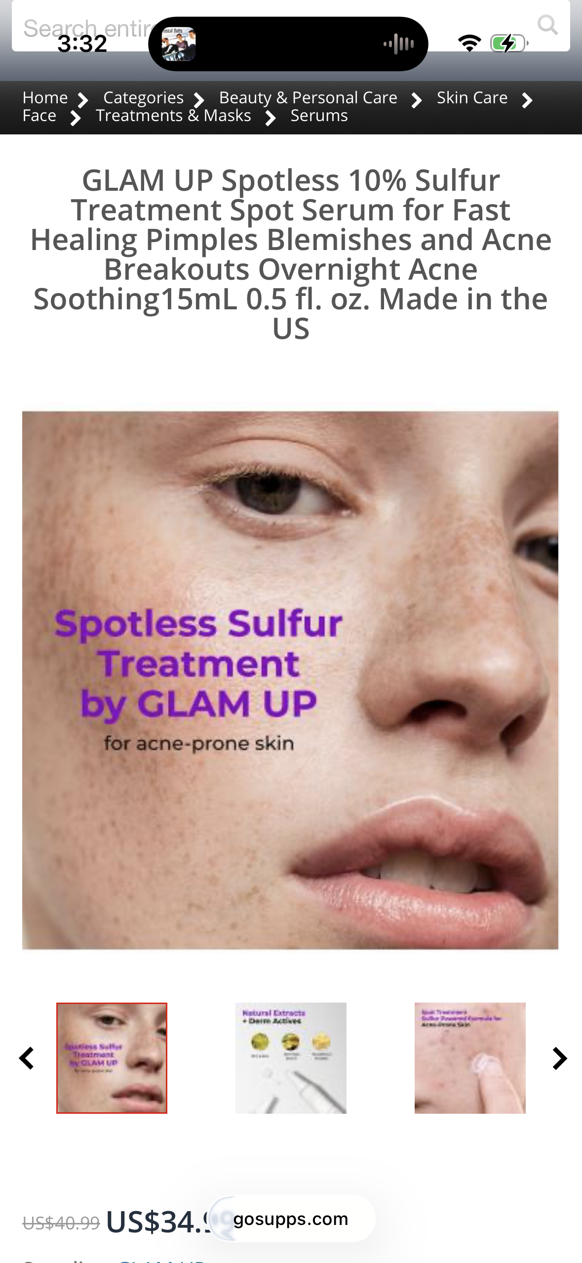 GLAM UP Spotless 10% Sulfur Treatment Spot Serum for Fast Healing Pimples, Blemishes and Acne Breakouts, Overnight Acne Soothing15mL, 0.5 fl. oz. [Made in the US]