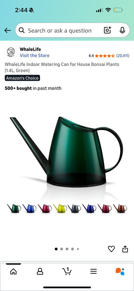 WhaleLife Indoor Watering Can for House Bonsai Plants (1.4L, Green)