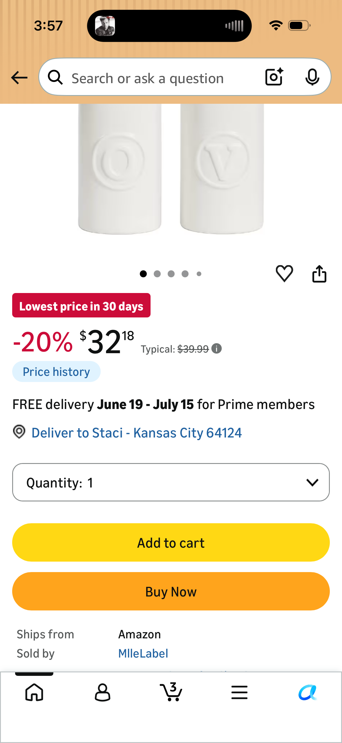 Oil and Vinegar Dispenser Set – 2 White Ceramic 500 ml Bottles with Matte Black Flip-Top Spout – Olive Oil Dispenser Bottle with Embossed O and V Logos – Leakproof Oil Dispenser Bottle