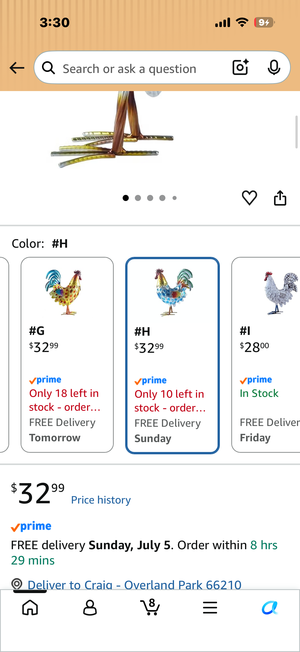Metal Rooster Garden Sculpture Decoration, Metal Yard Art for Yard Outdoor, Indoor Decoration