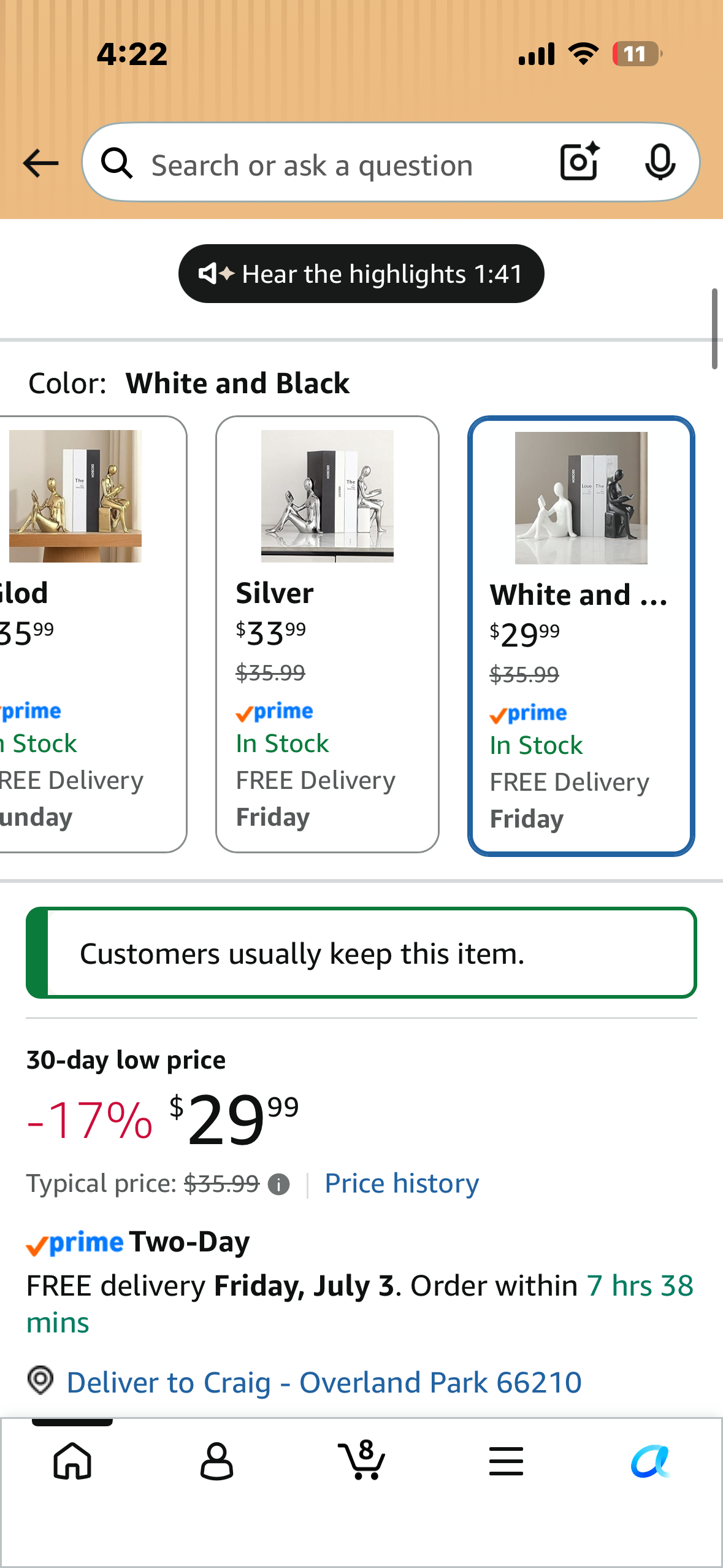 Decorative Bookends, Aesthetic Ceramic Book Ends for Shelves, Home Office Decor, (White and Black)