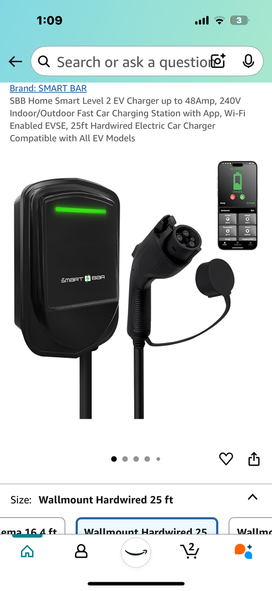 New - SBB Home Smart Level 2 EV Charger up to 48Amp, 240VIndoor/Outdoor Fast Car Charging Station (G693)