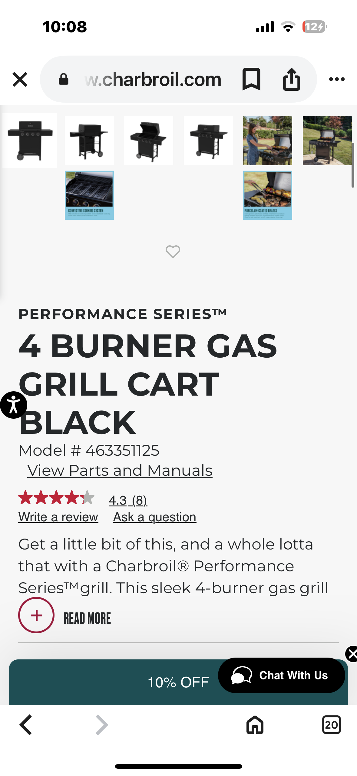 Charbroil Performance Series 4-Burner Gas Grill Cabinet, Black (R683)