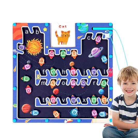 Magnetic Alphabet Maze, Montessori Toy for Early Development, 3+ Years Old toys for boys and girls, Educational Fine Motor Skills Toys, Activity maze board, Birthday Gift for Kids