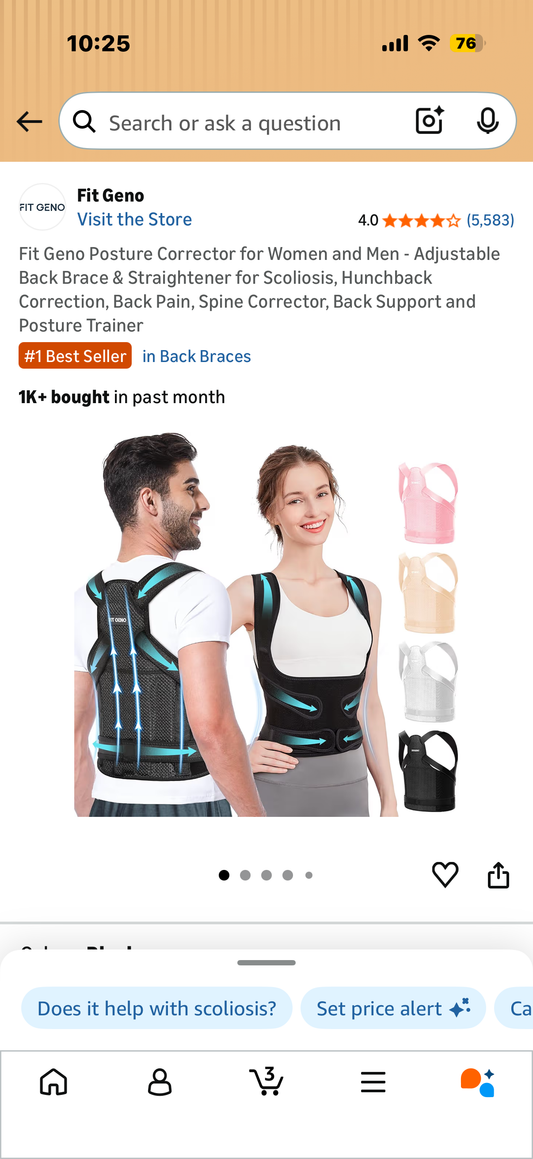 Fit Geno Posture Corrector for Women and Men - Adjustable Back Brace & Straightener for Scoliosis Hunchback Correction Back Pain Spine Corrector Back Support and Posture Trainer (Large)