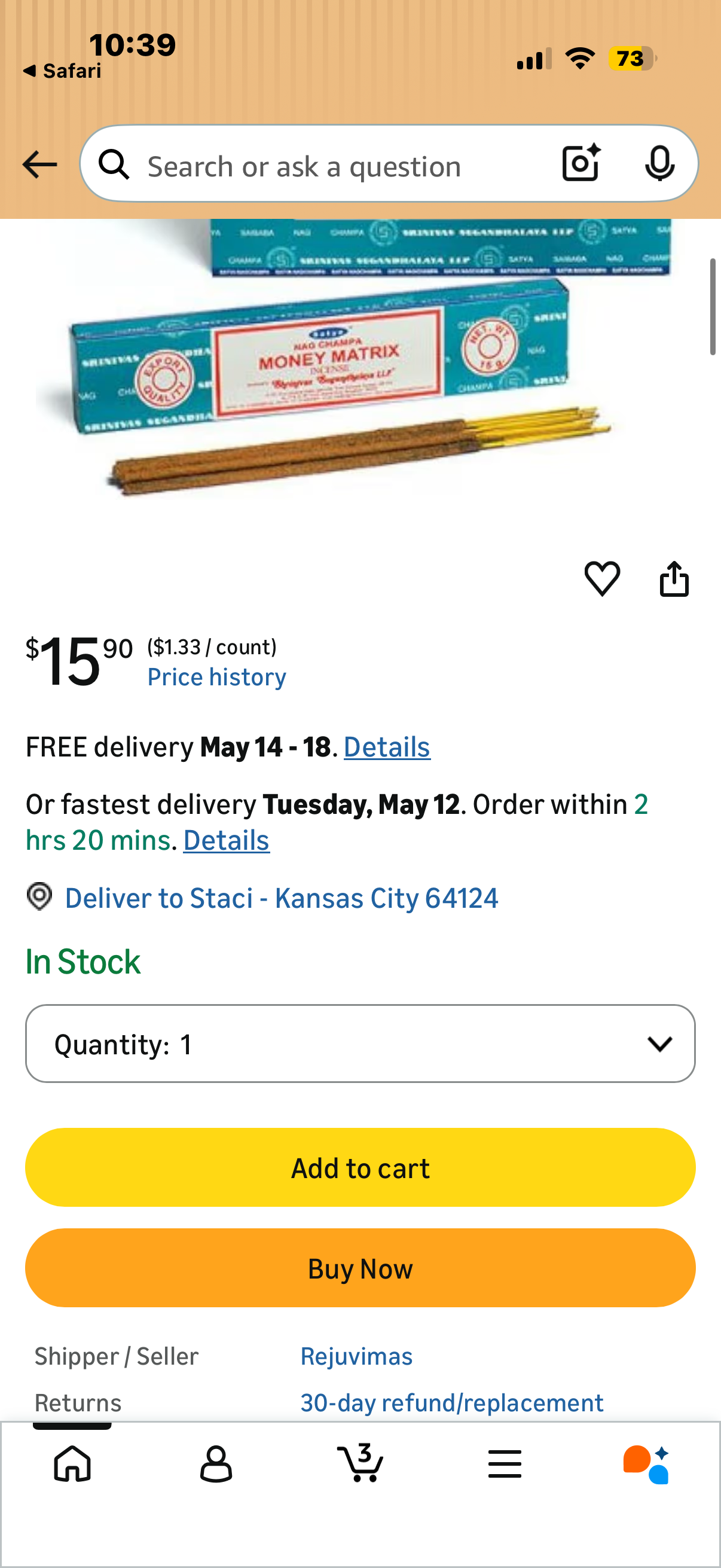 Satya Incense Sticks, Black, Money Matrix