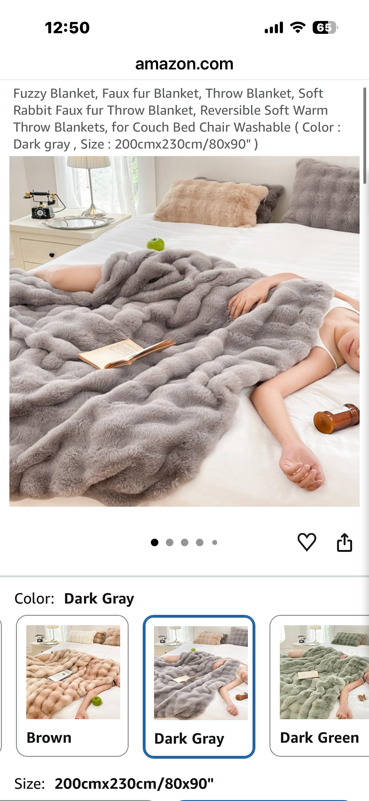 Fuzzy Blanket, Faux fur Blanket, Throw Blanket, Soft Rabbit Faux fur Throw Blanket, Reversible Soft Warm Throw Blankets, for Couch Bed Chair Washable, Dark Gray, uh Size 80x90" )