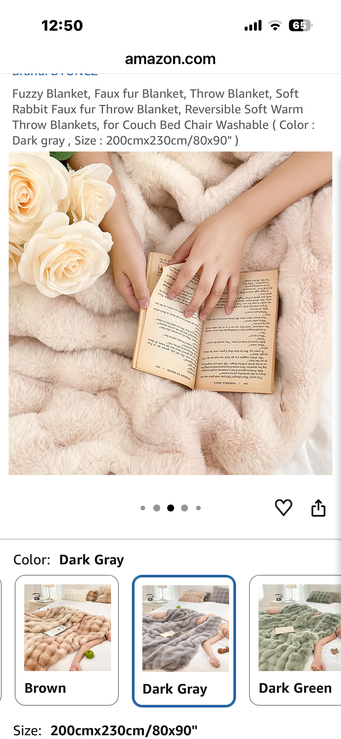 Fuzzy Blanket, Faux fur Blanket, Throw Blanket, Soft Rabbit Faux fur Throw Blanket, Reversible Soft Warm Throw Blankets, for Couch Bed Chair Washable, Dark Gray, uh Size 80x90" )