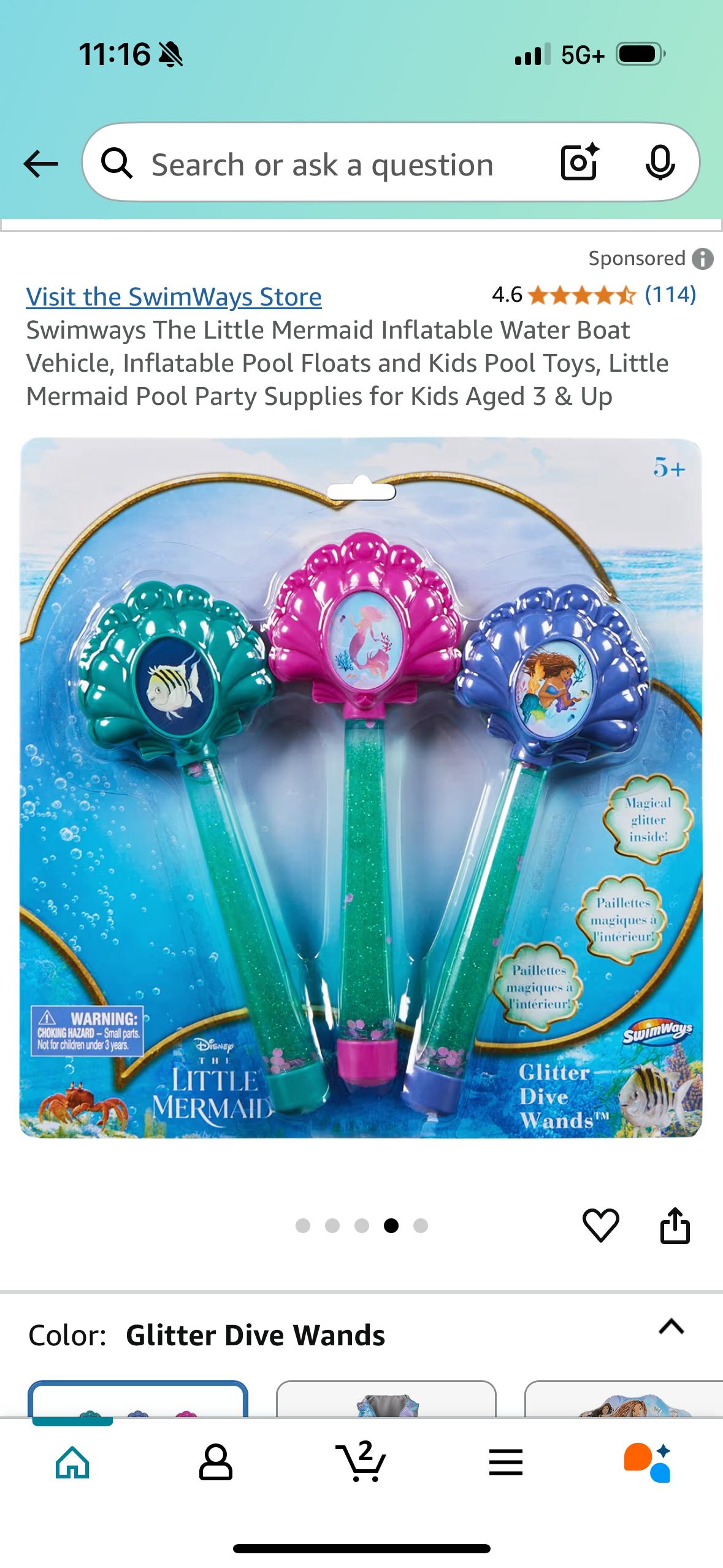 Disney The Little Mermaid Glitter Dive Wands