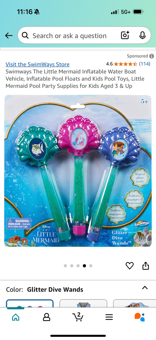 Disney The Little Mermaid Glitter Dive Wands