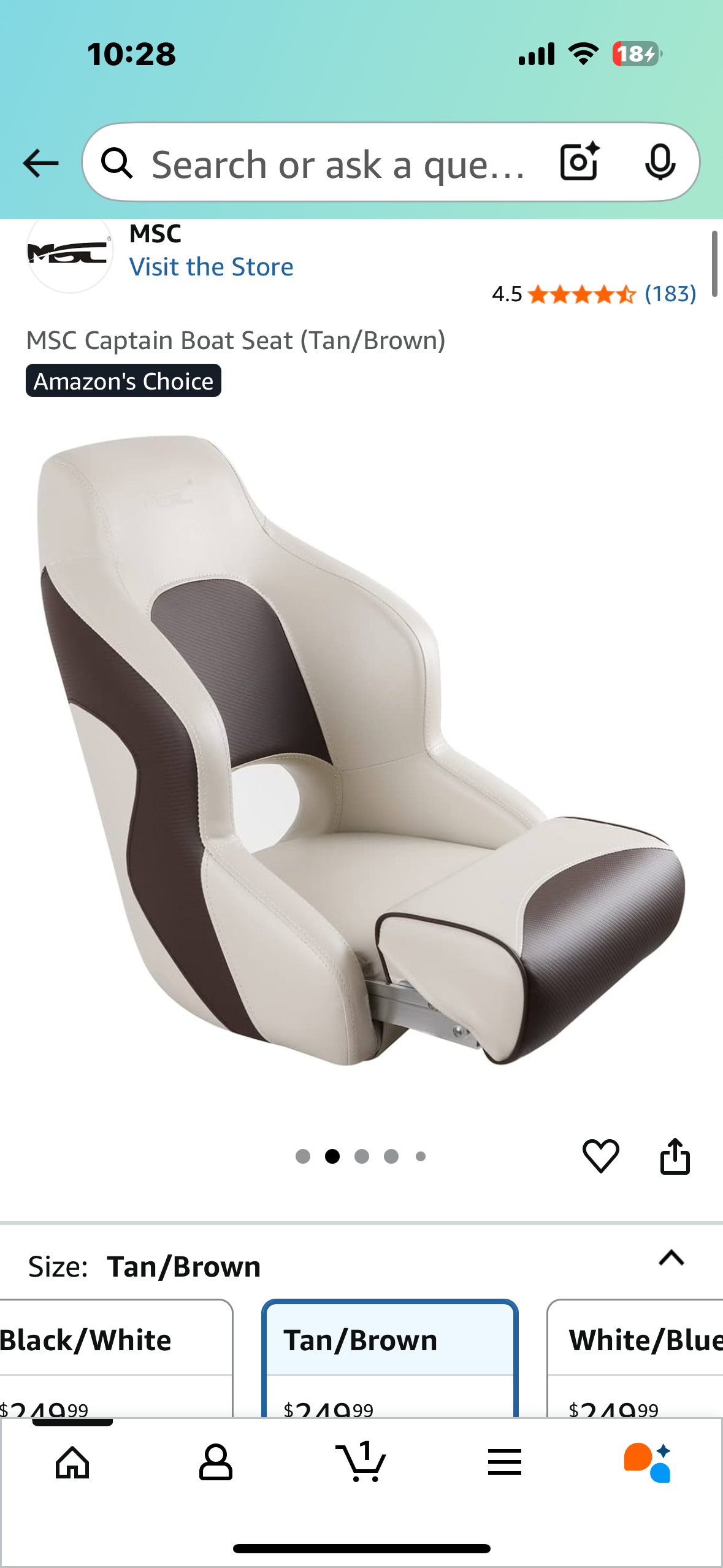 MSC Captain Boat Seat (White/Grey) (W512)