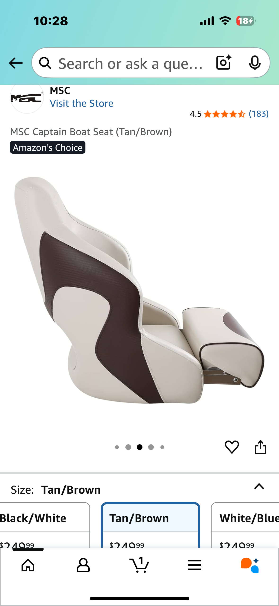 MSC Captain Boat Seat (White/Grey) (W512)