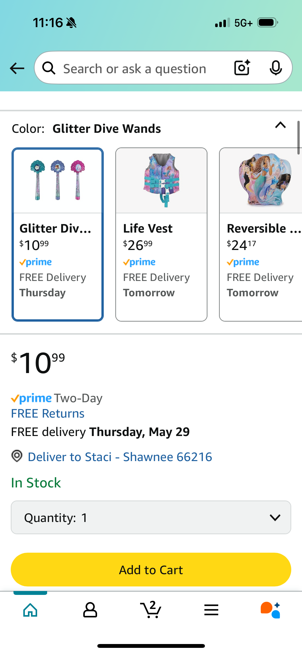 Disney The Little Mermaid Glitter Dive Wands