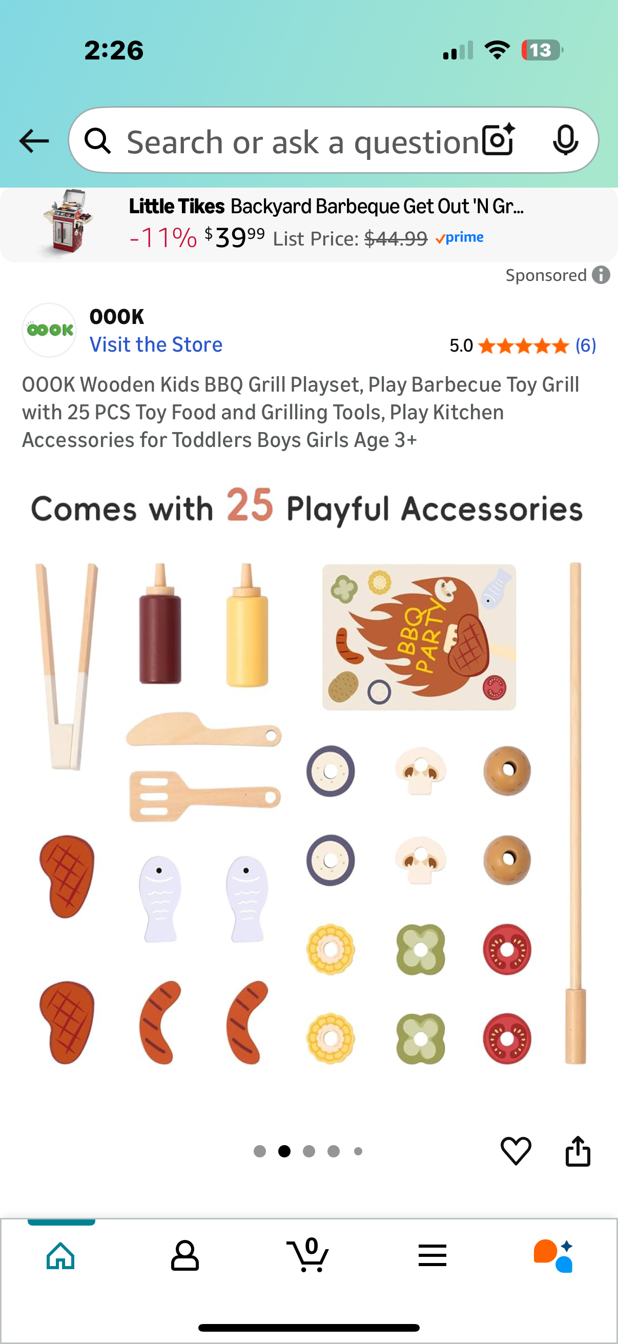 OOOK Wooden Kids BBQ Grill Playset, Play Barbecue Toy Grill with 25 PCS Toy Food and Grilling Tools, Play Kitchen Accessories for Toddlers Boys Girls Age 3+