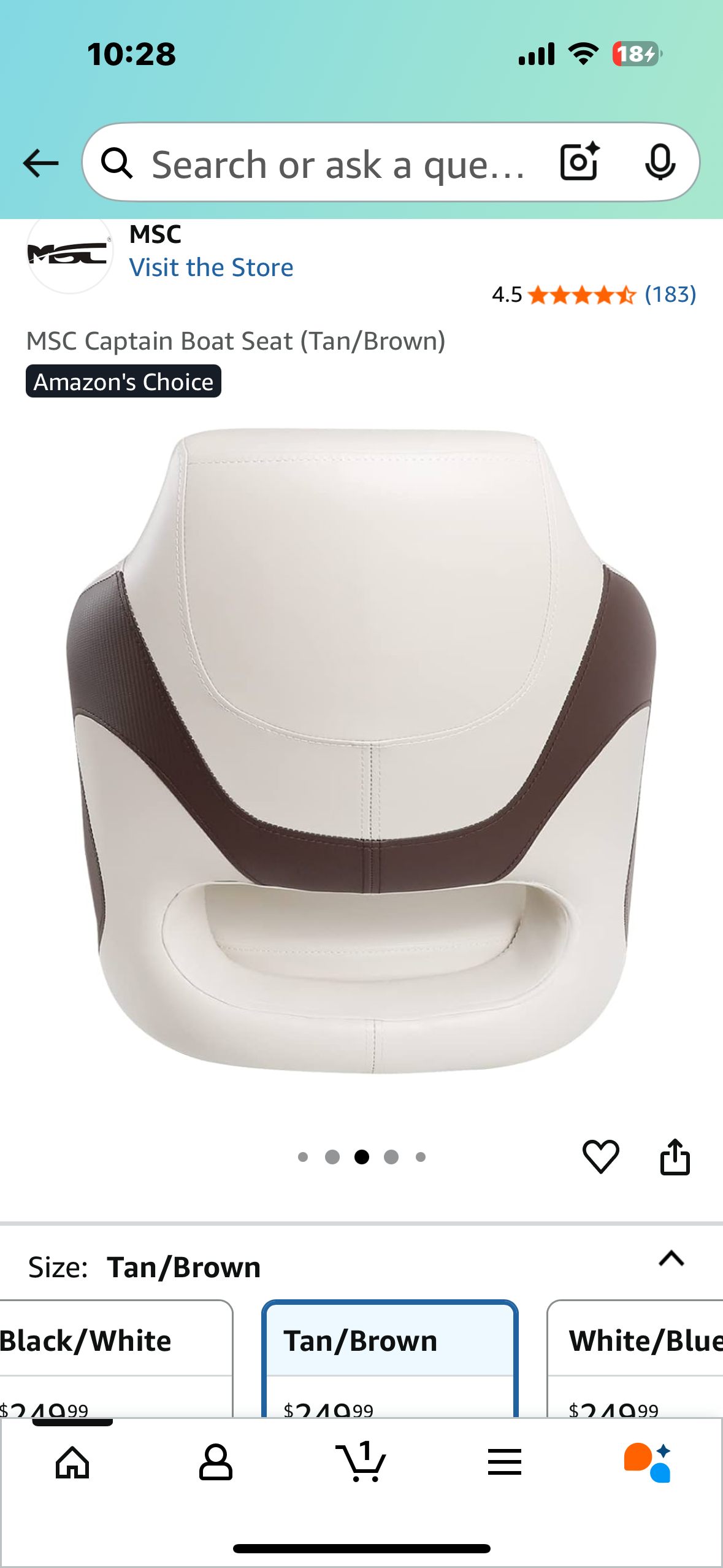 MSC Captain Boat Seat (White/Grey) (W512)