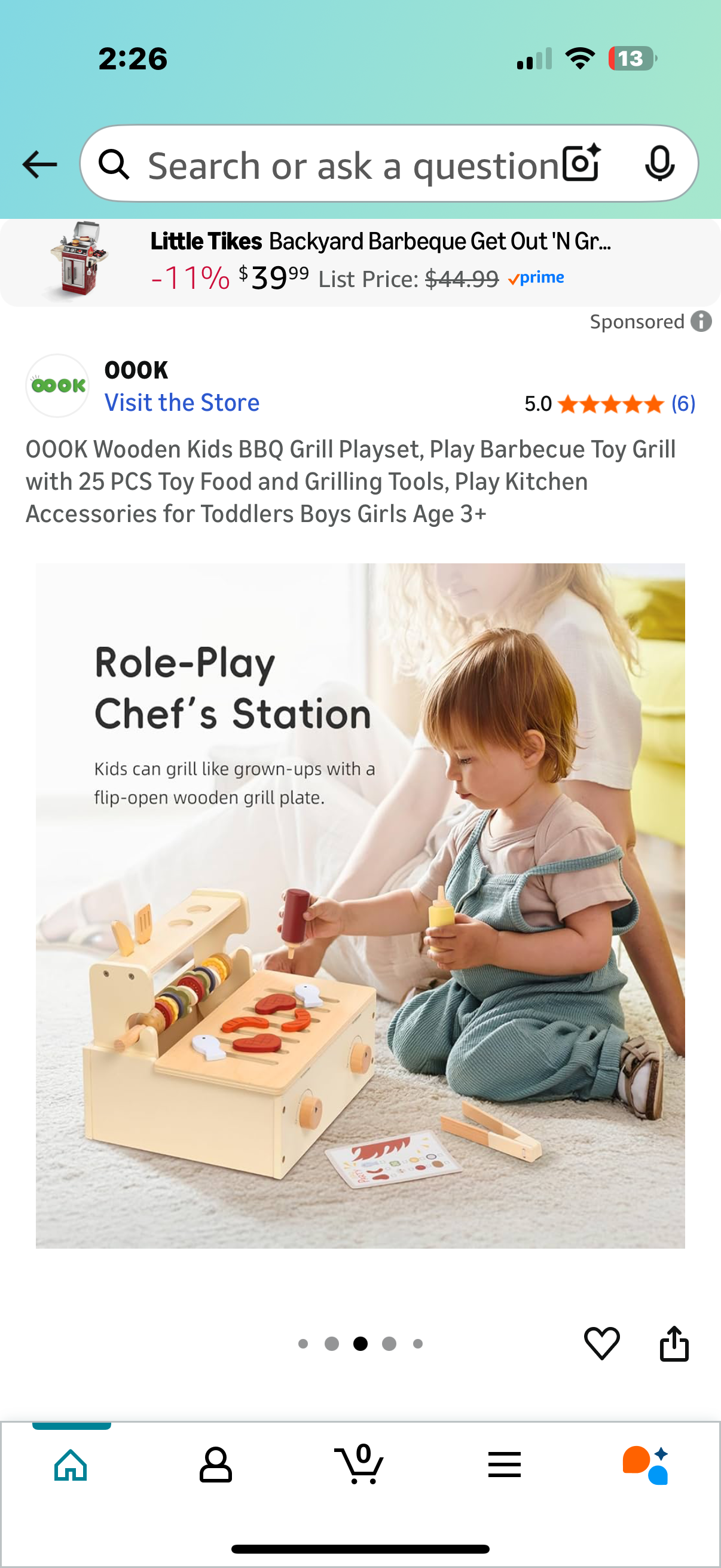 OOOK Wooden Kids BBQ Grill Playset, Play Barbecue Toy Grill with 25 PCS Toy Food and Grilling Tools, Play Kitchen Accessories for Toddlers Boys Girls Age 3+
