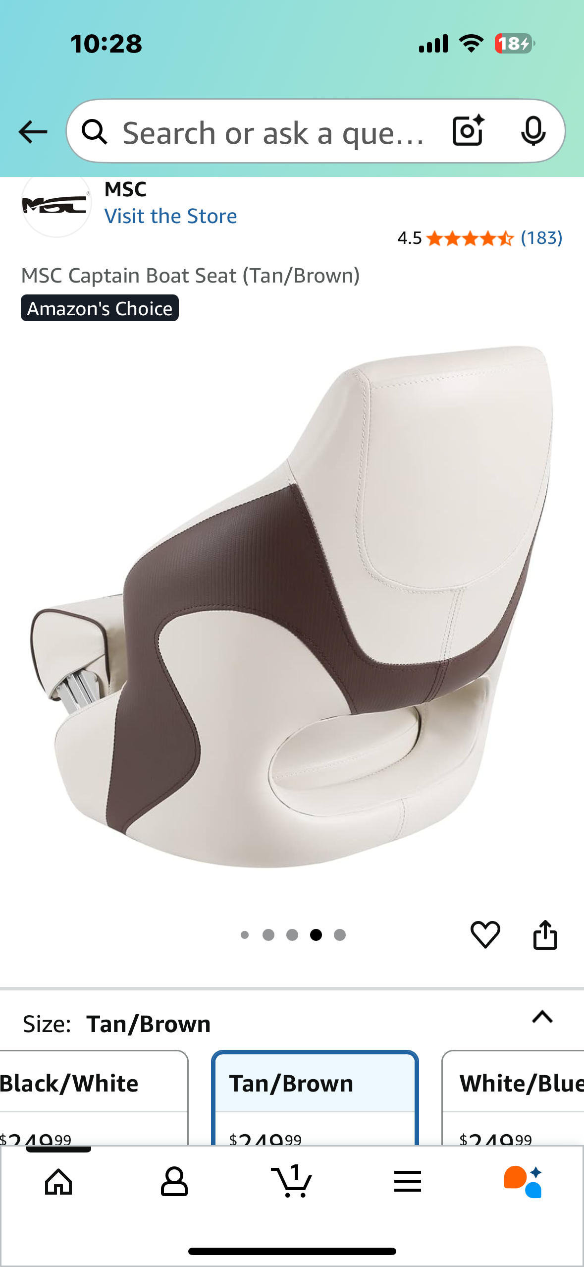 MSC Captain Boat Seat (White/Grey) (W512)