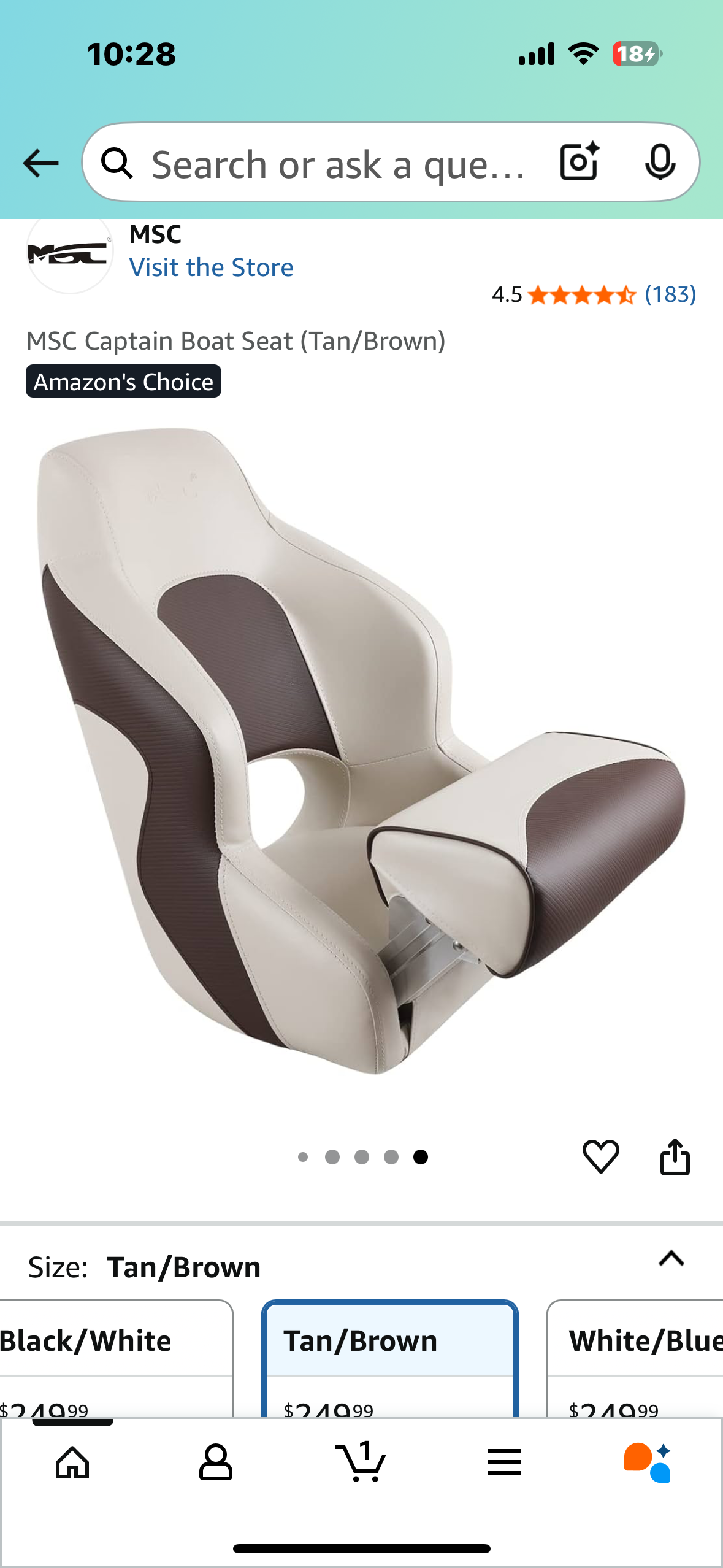 MSC Captain Boat Seat (White/Grey) (W512)