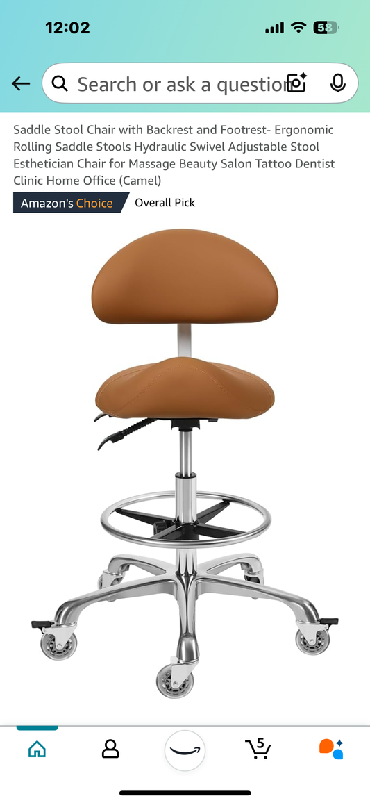 New - Saddle Stool Chair with Backrest and Footrest (O350)