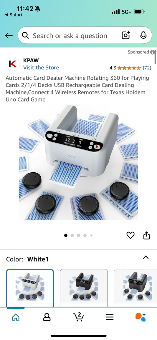 Automatic Card Dealer Machine Rotating 360 for Playing Cards 2/1/4 Decks USB Rechargeable Card Dealing Machine,Connect 4 Wireless Remotes for Texas Holdem Uno Card Game