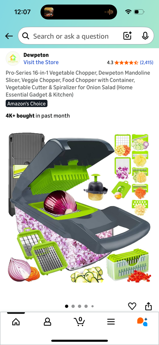 Pro-Series 16-in-1 Vegetable Chopper, Dewpeton Mandoline Slicer, Veggie Chopper, Food Chopper with Container, Vegetable Cutter & Spiralizer for Onion Salad (Home Essential Gadget & Kitchen)