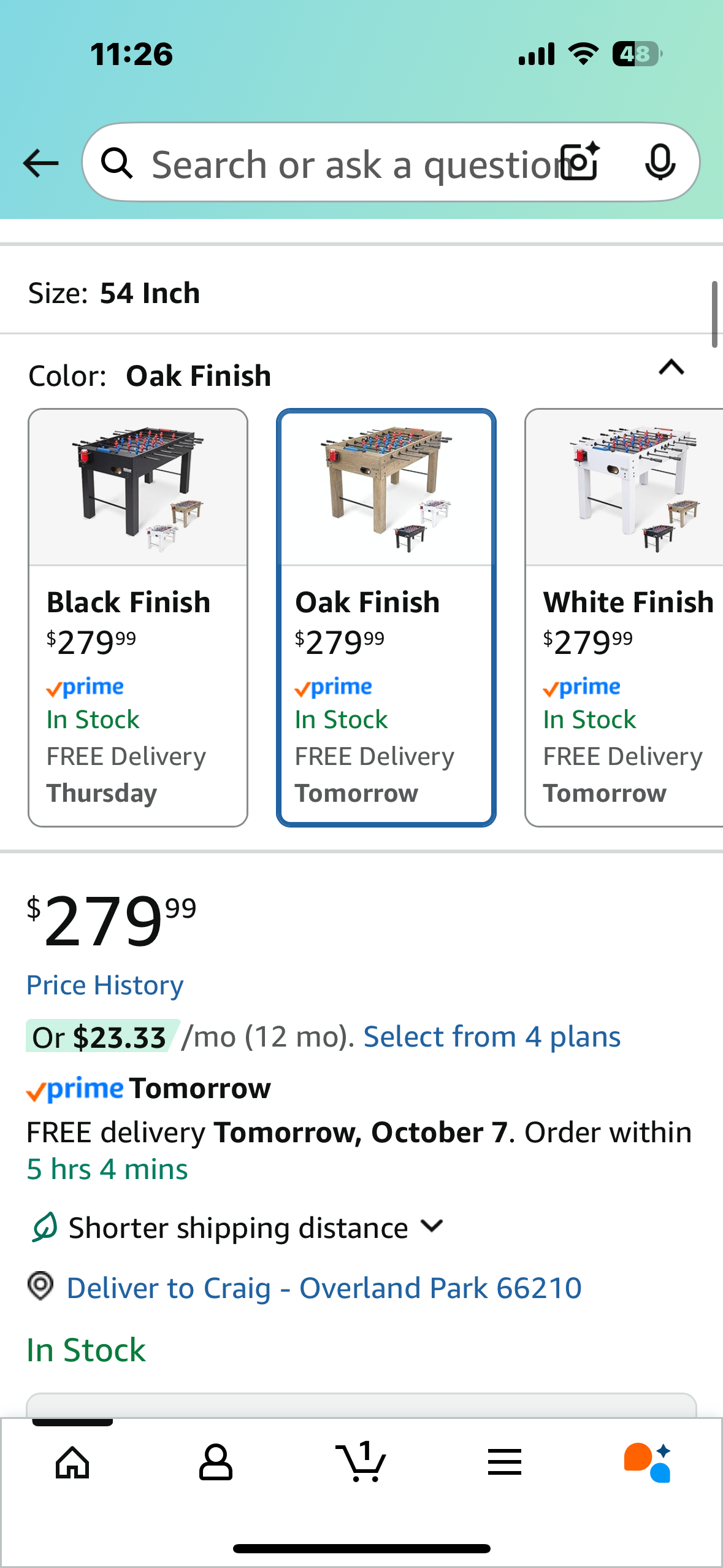 GoSports Classic Foosball Table 54” (W513)