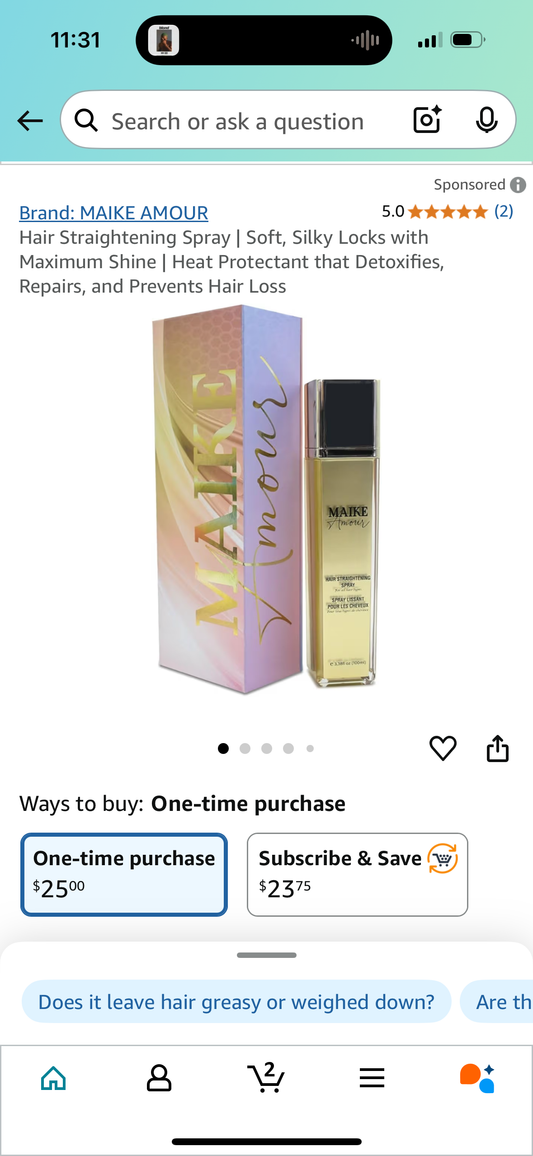 Hair Straightening Spray | Soft, Silky Locks with Maximum Shine | Heat Protectant that Detoxifies, Repairs, and Prevents Hair Loss