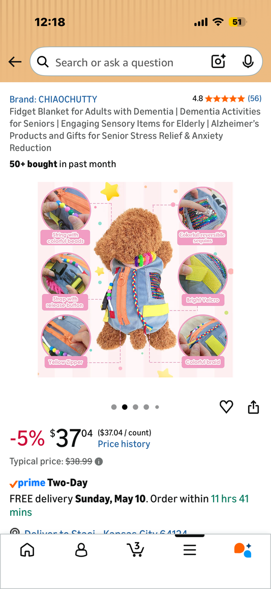 Fidget Blanket for Adults with Dementia | Dementia Activities for Seniors | Engaging Sensory Items for Elderly | Alzheimer’s Products and Gifts for Senior Stress Relief & Anxiety Reduction