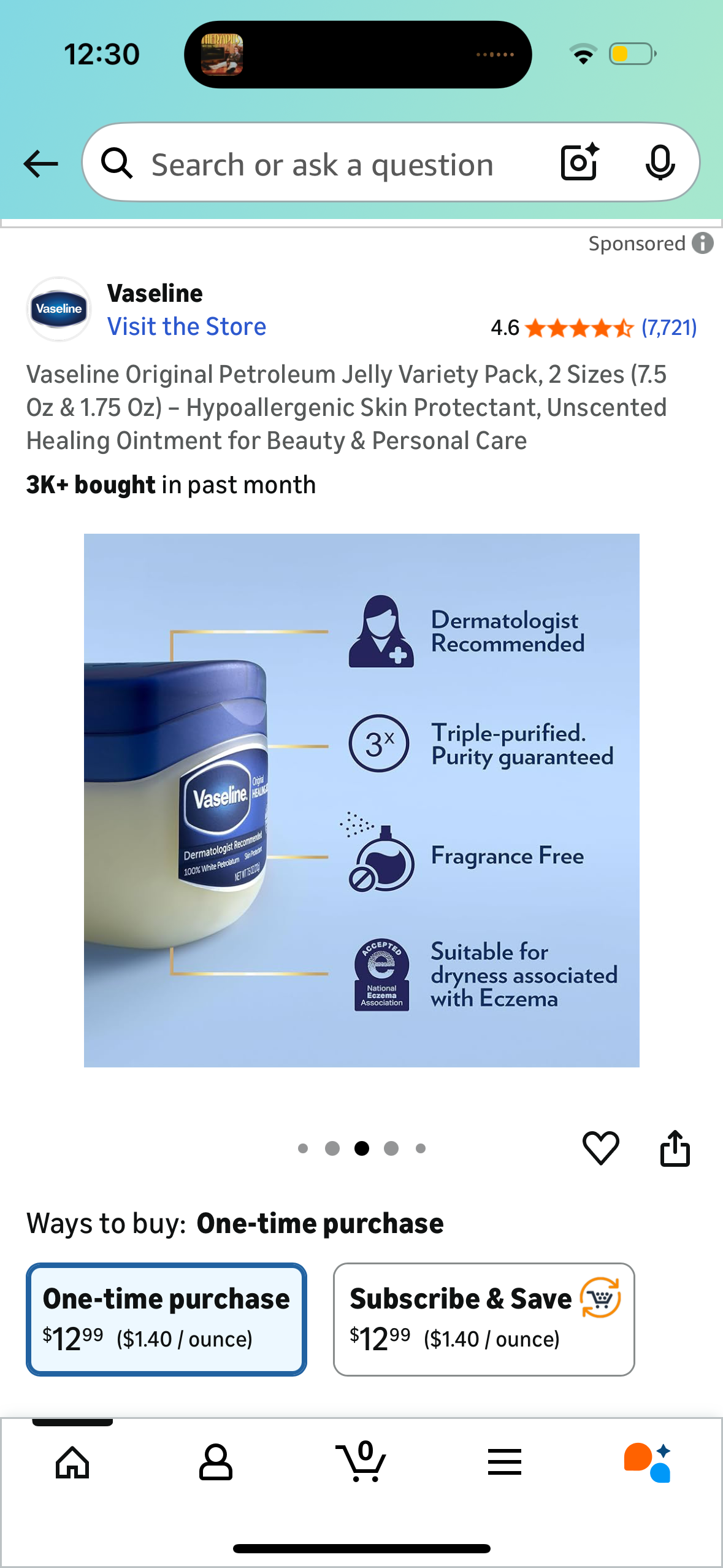 Vaseline Petroleum Jelly Travel-Size 2-Pack – Hypoallergenic Skin Protectant, Unscented Healing Ointment for Beauty & Personal Care, 1.75 Oz Ea