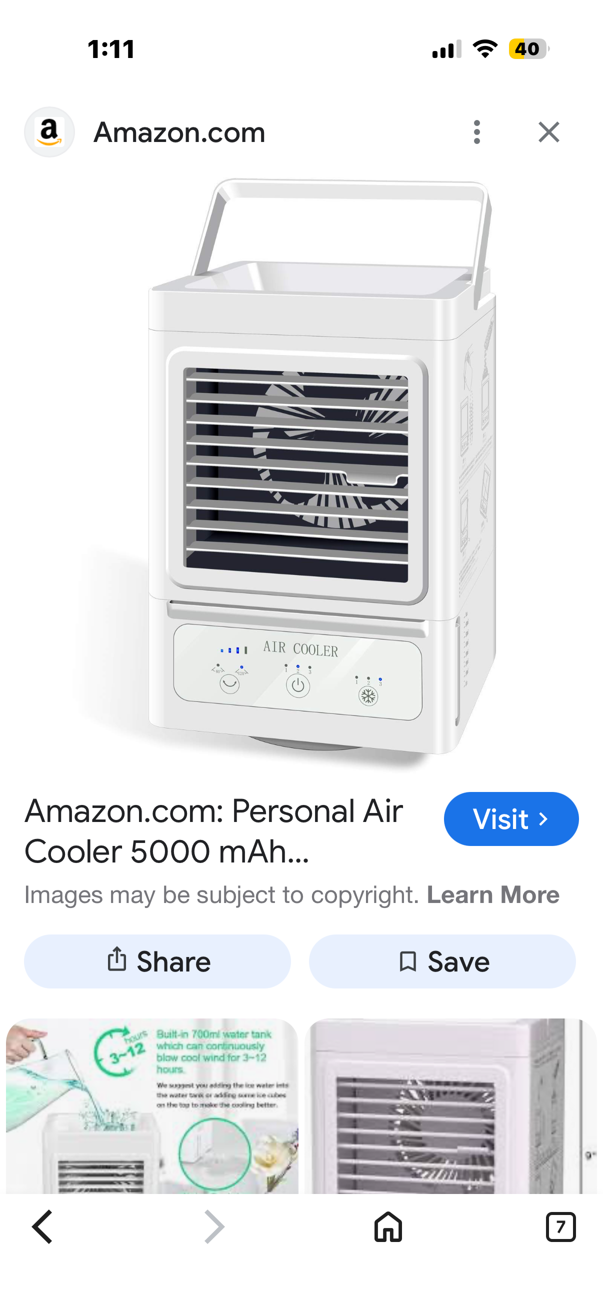 Portable L06 Air Cooler In Box Rechargable Battery Operated