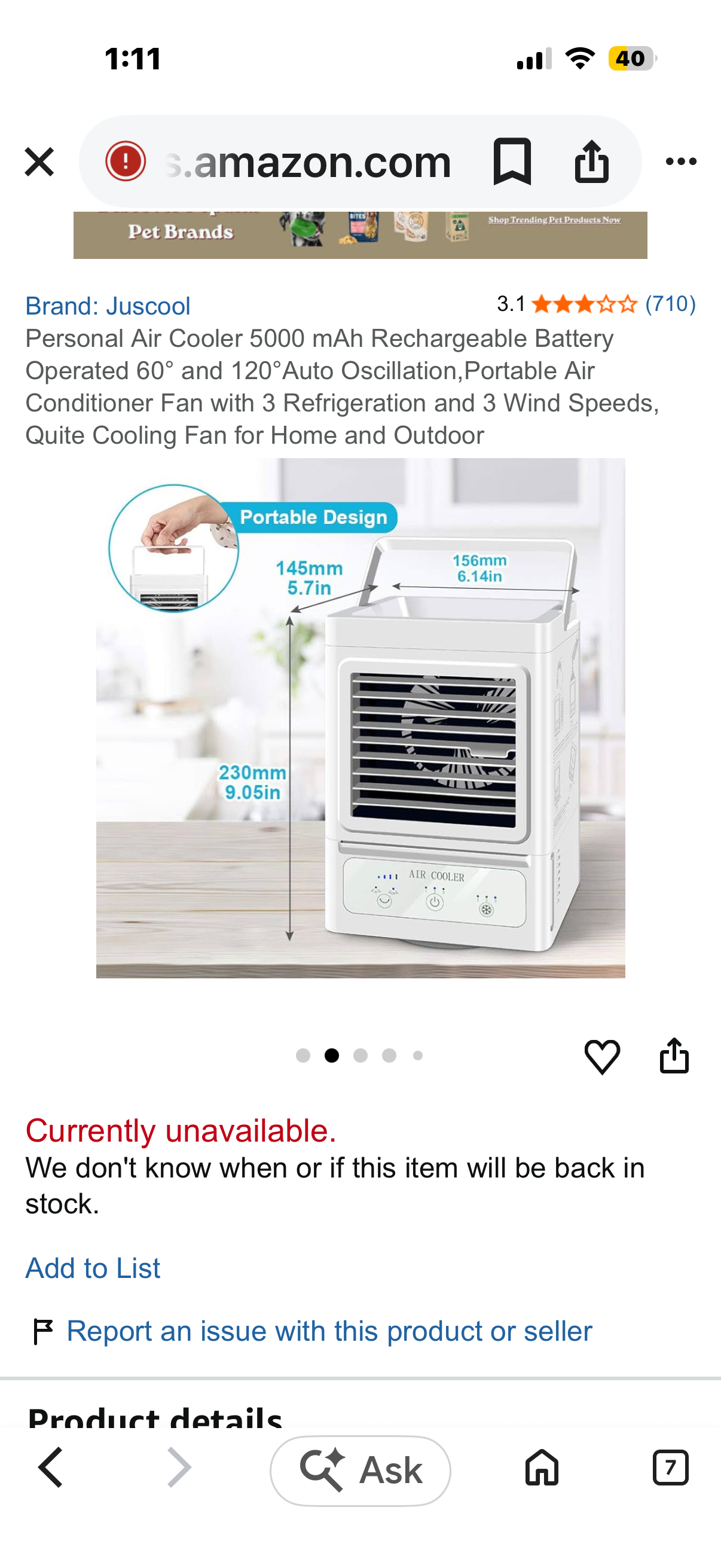 Portable L06 Air Cooler In Box Rechargable Battery Operated