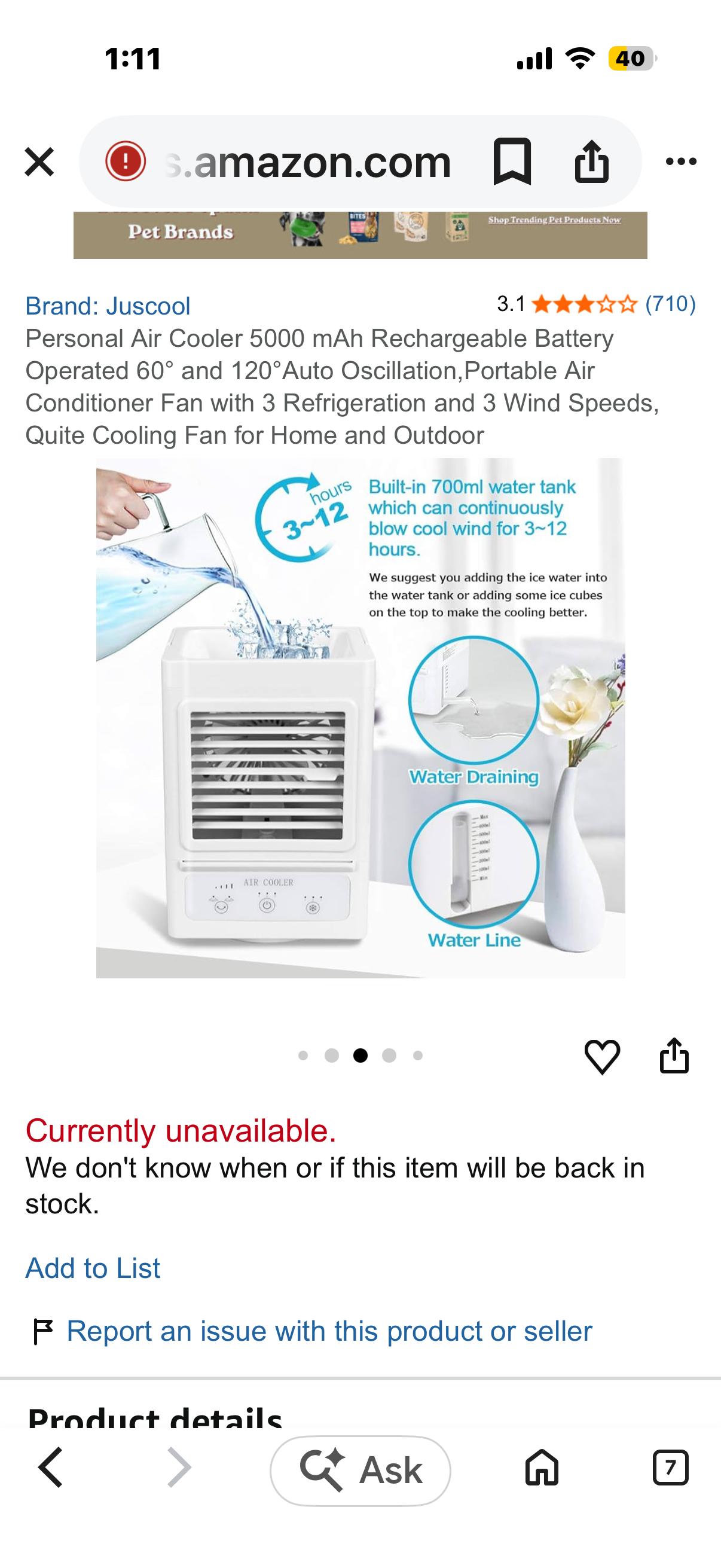 Portable L06 Air Cooler In Box Rechargable Battery Operated