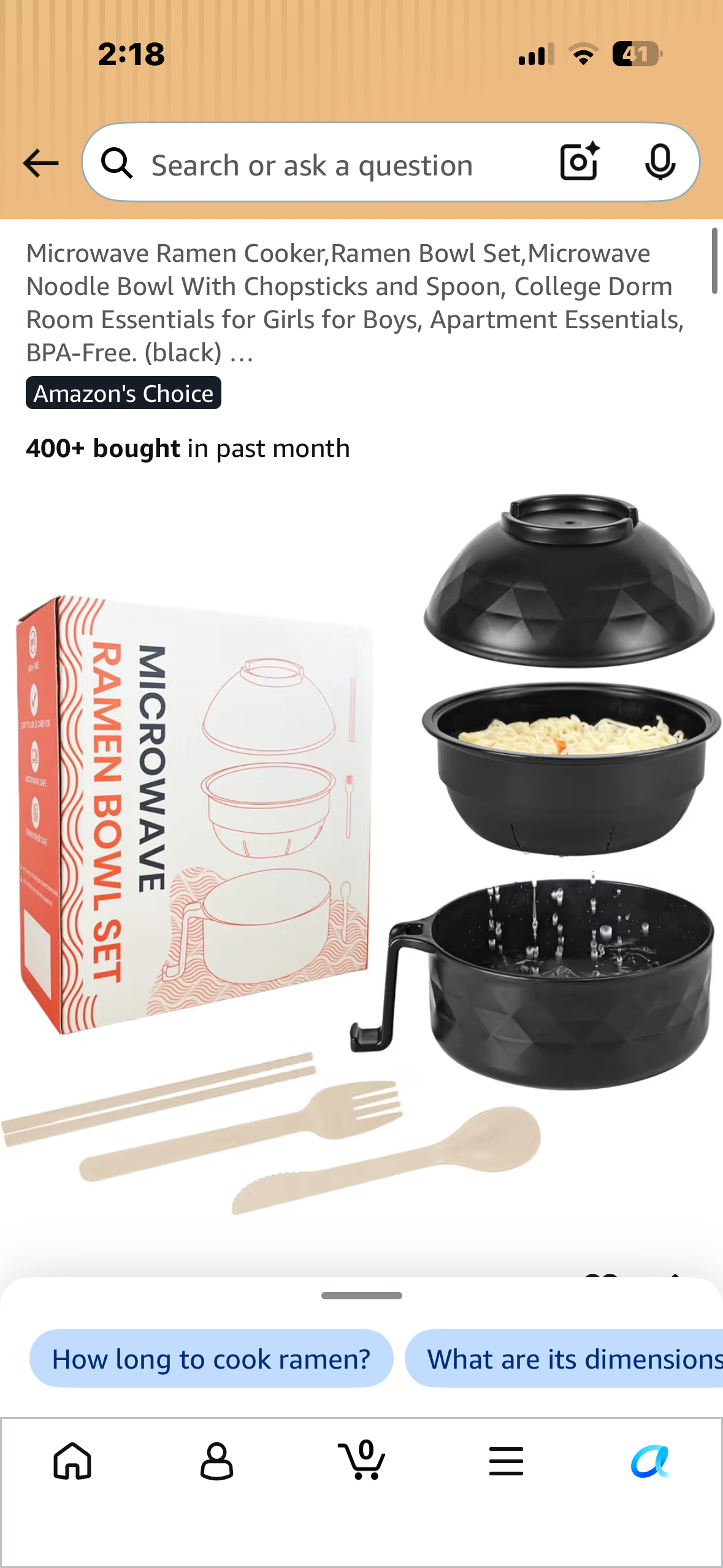 Microwave Ramen Cooker, Ramen Bowl Set, Microwave Noodle Bowl With Chopsticks and Spoon, College Dorm Room Essentials for Girls for Boys, Apartment Essentials, BPA-Free. (black) …